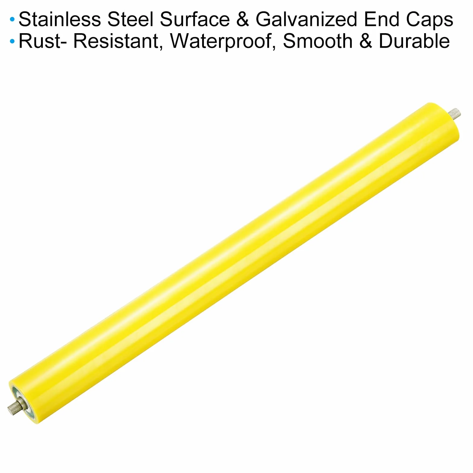 PATIKIL Transportador Poliuretano Recubierto Rodillo 4" Diámetro 24" Longitud, 2 Paquete Inoxidable Acero Transmisión Reemplazo Parte Galvanizado Extremo, Amarillo