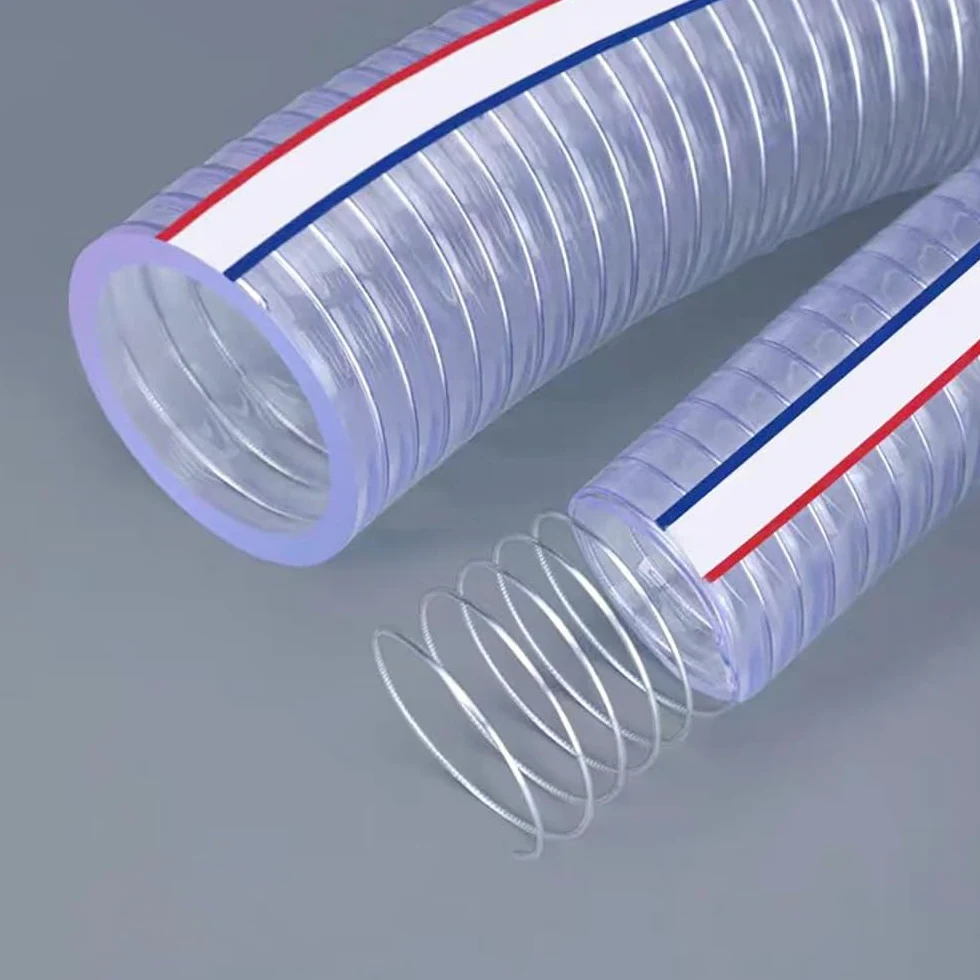 Manguera PVC Transparente Armada 1M, Tubo Plástico Flexible con Espiral Acero Inoxidable, Resistente a Intemperies para Transferencia Agua, Aspiración Aceite & Líneas Vacío(ID 42mm)