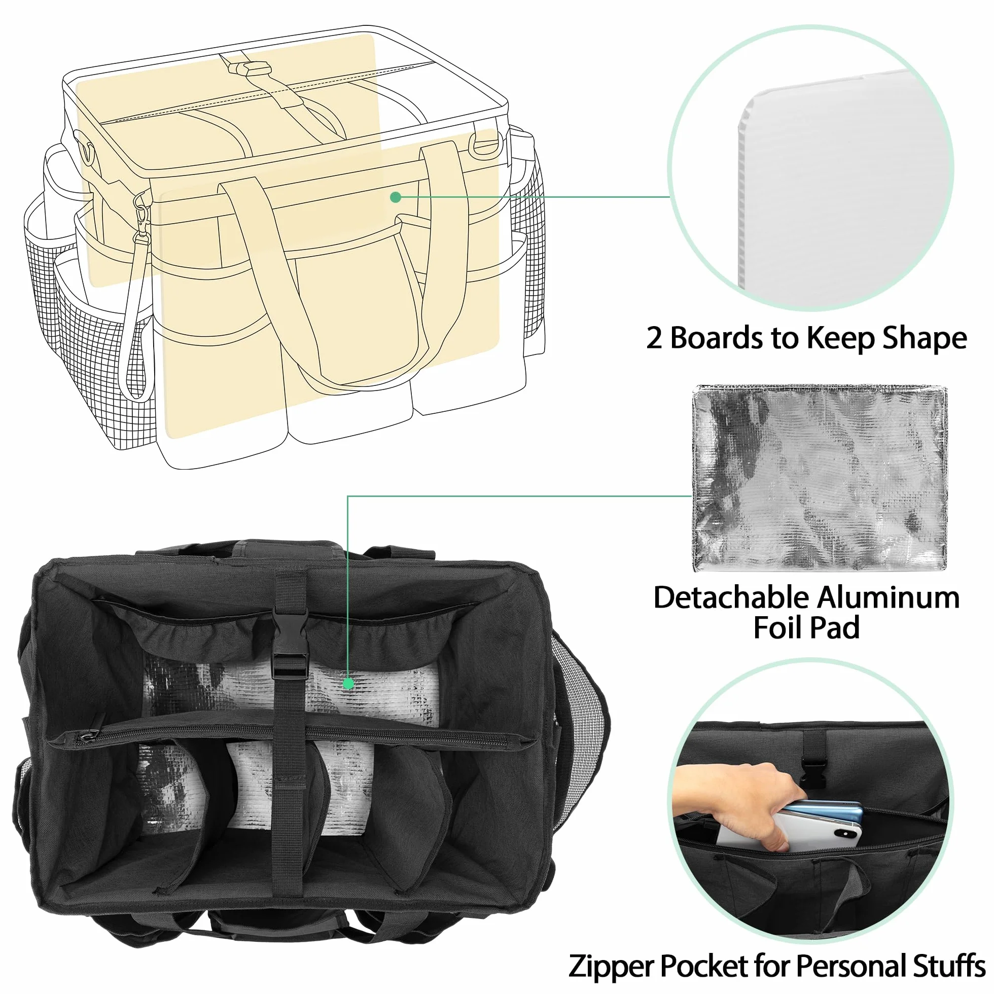 LoDrid Carrito de Limpieza rodante con Carrito Desmontable, Carrito de Limpieza portátil con Ruedas para Suministros de Limpieza, Bolsa de Limpieza Profesional con Correa para el Hombro para amas de