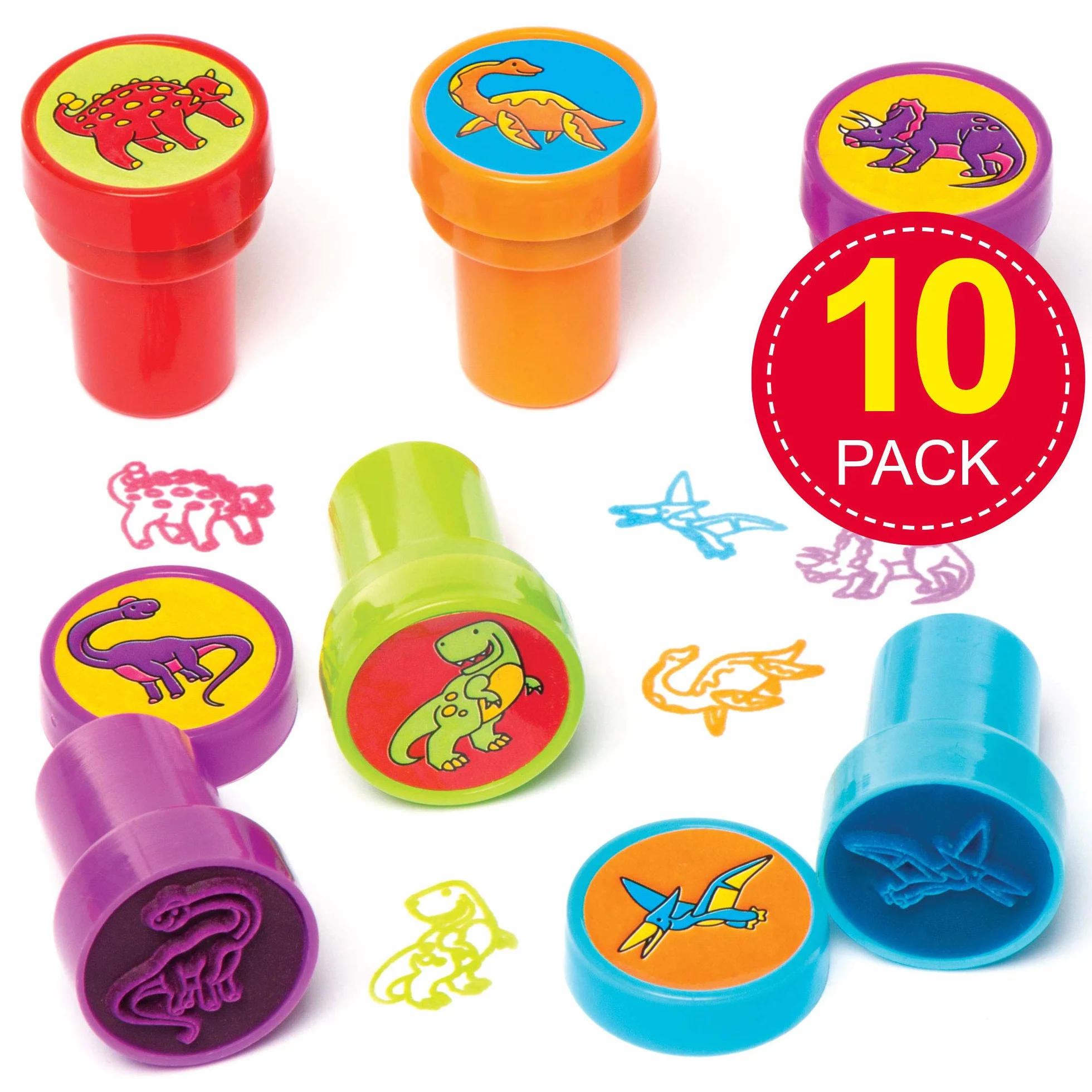 Baker Ross Estampadores Autoadhesivos de Dinosaurio para Manualidades Juguetes para Niños, Paquete de 10, 20 mm