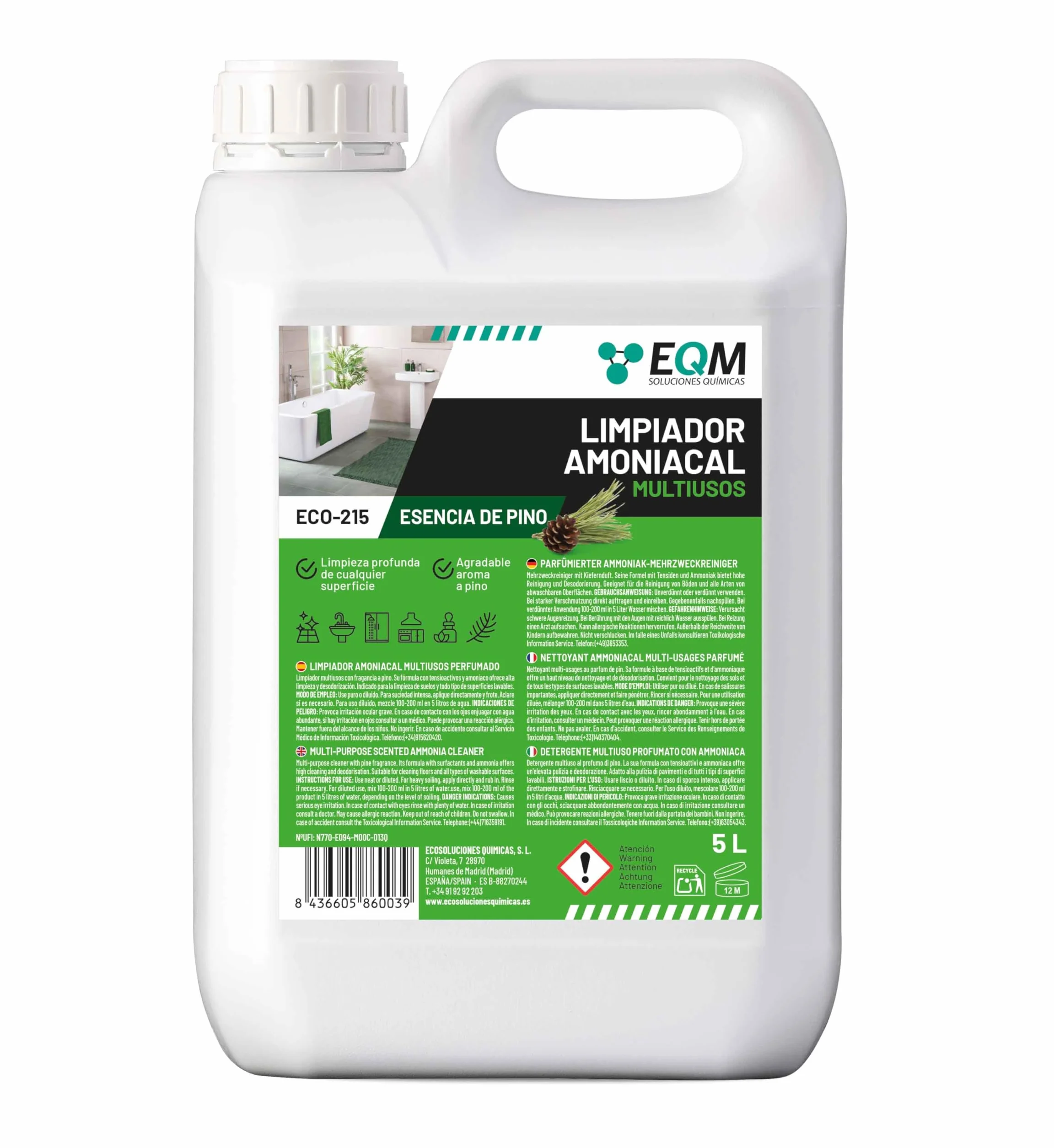 Limpiador Amoniacal Multiusos Perfumado 5L EQM ECO-215