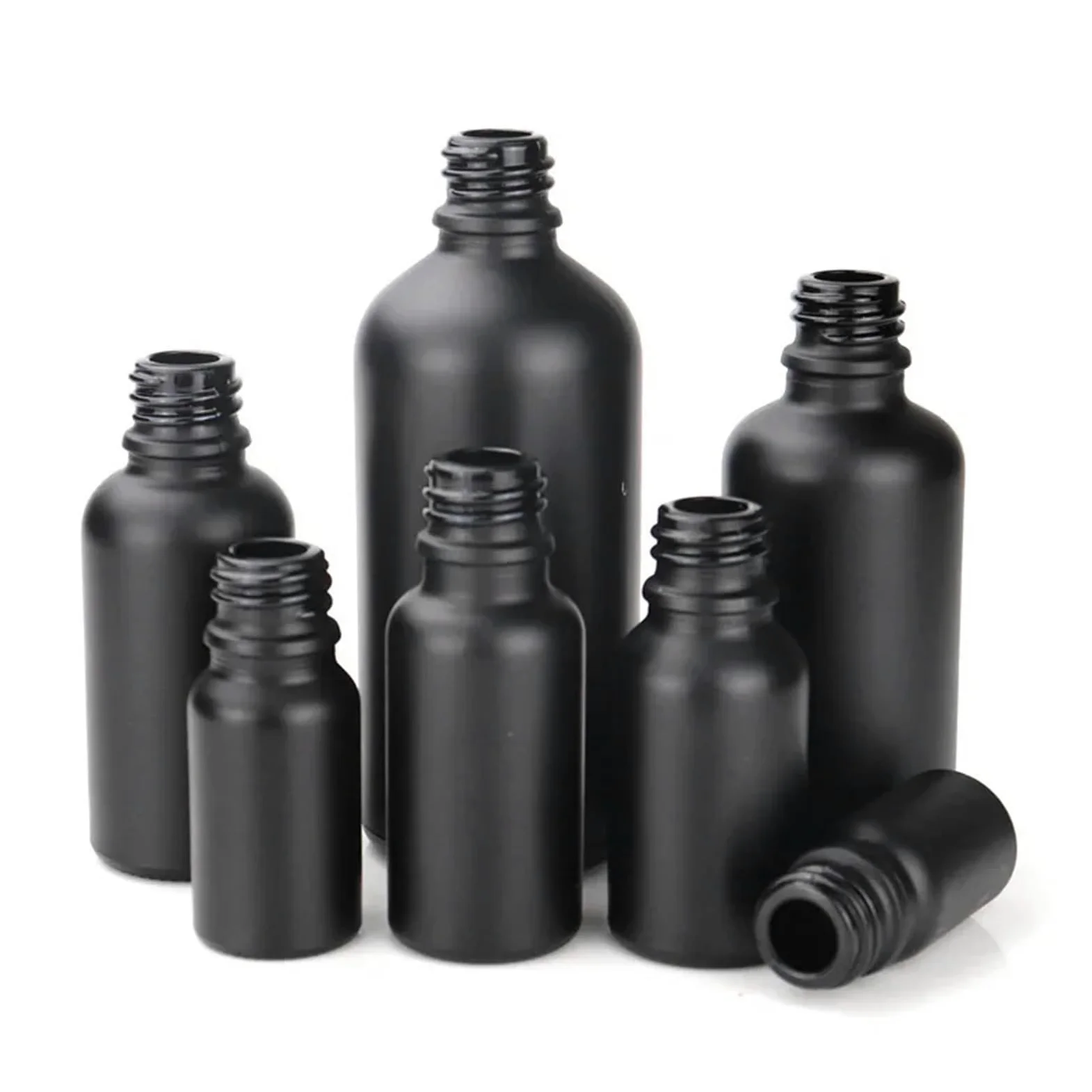 Gotero 5/10/15/20/30/50/100ml botella de aceite esencial negro mate tapa cuentagotas goma madera cosmético vidrio esmerilado(Bamboo Circle,10pcs,50ml)