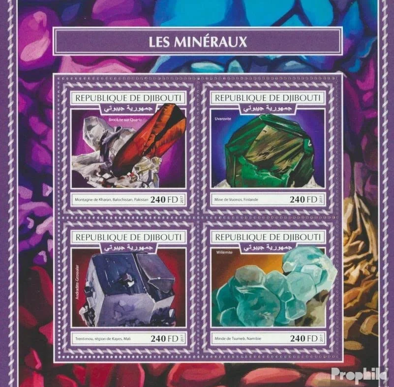 Prophila Collection Yibuti 1957-1960 Sheetlet MNH 2017 Minerales