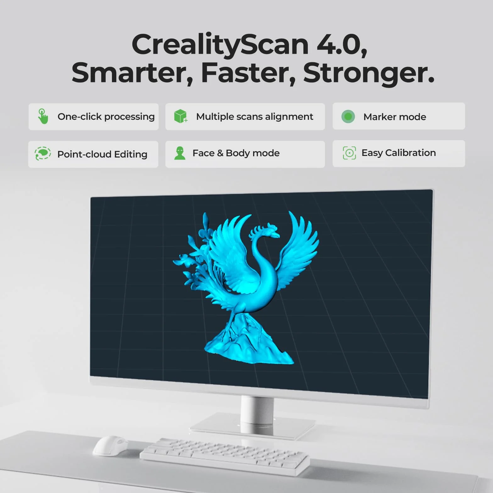 Creality Otter Lite - Escáner 3D inalámbrico WIFI6 con precisión de 0,05 mm, diseño innovador de cuatro ojos, apto para todos los tamaños, 30 FPS, One-Shot3D, tecnología de luz estructural DOE3D