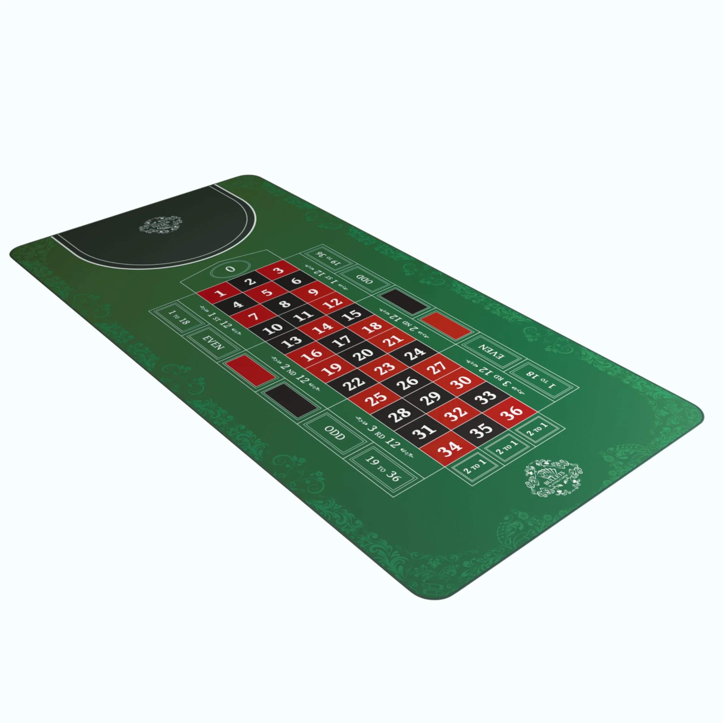 Bullets Playing Cards, Alfombrilla para Ruleta, 160 x 80 cm, Verde