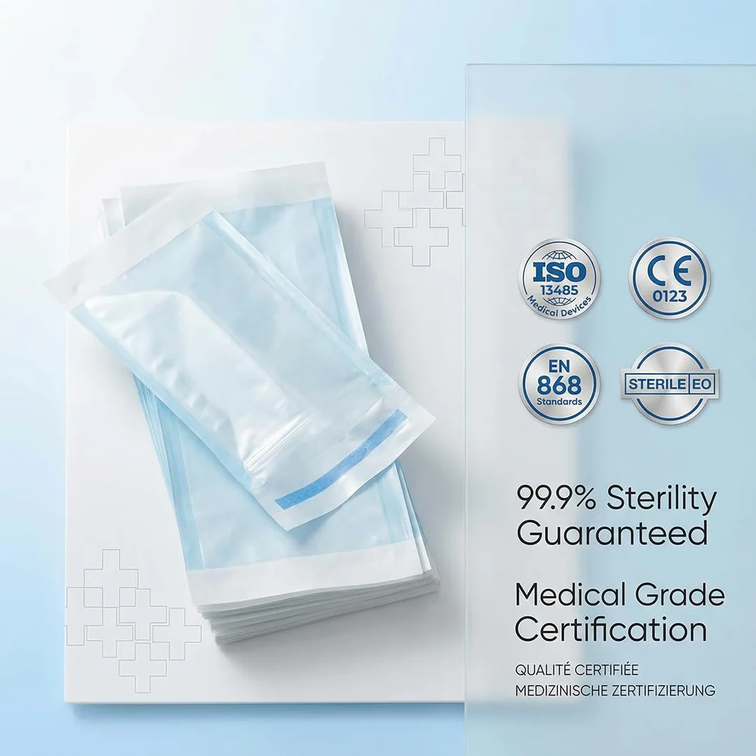 Bolsas de esterilización Autoadhesivas para Herramientas de uñas y cosmética (90 x 165 mm)