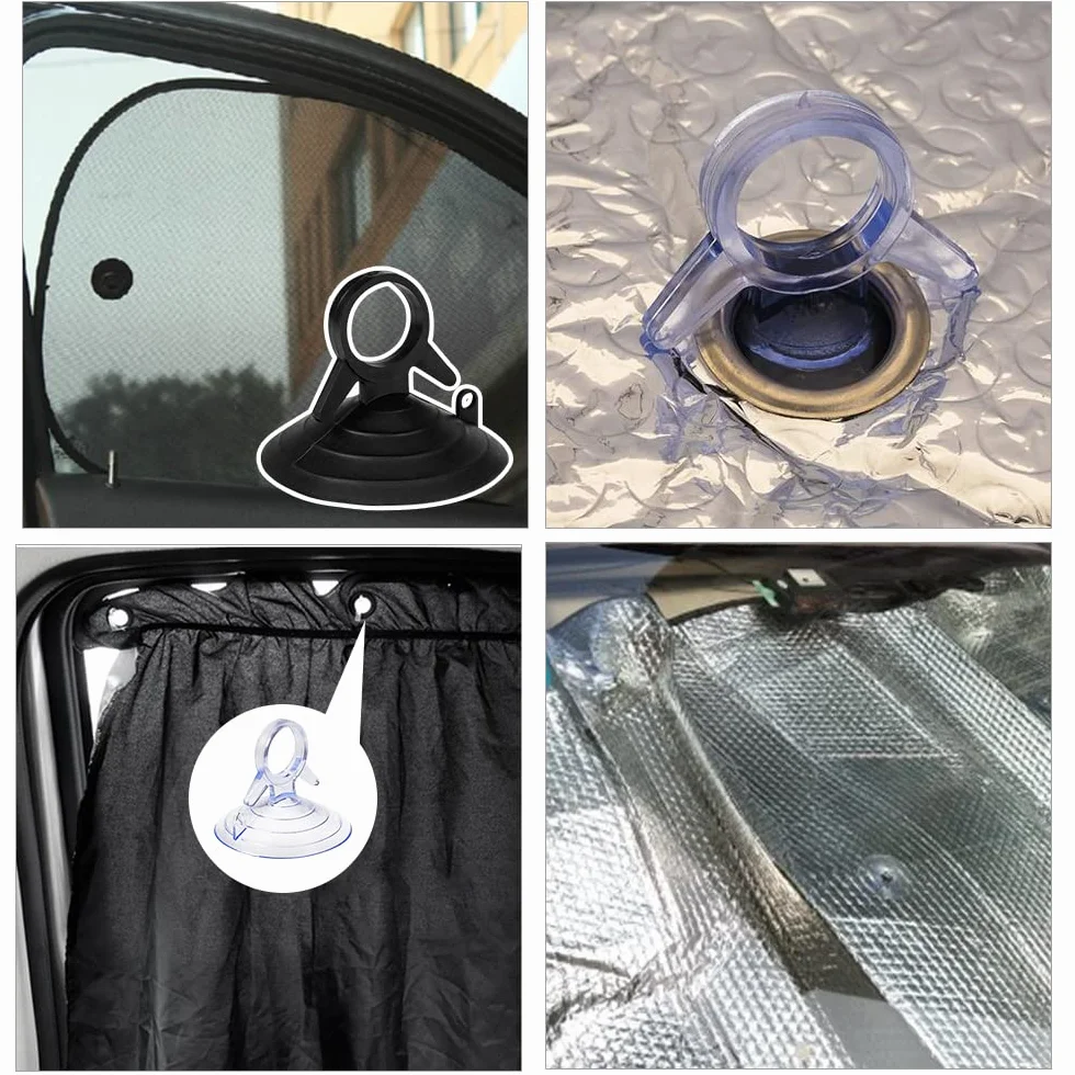 60 Piezas Ventosas para Cristal 45mm, PVC Transparente y Negra, Extra Fuertes para Azulejos Acuario