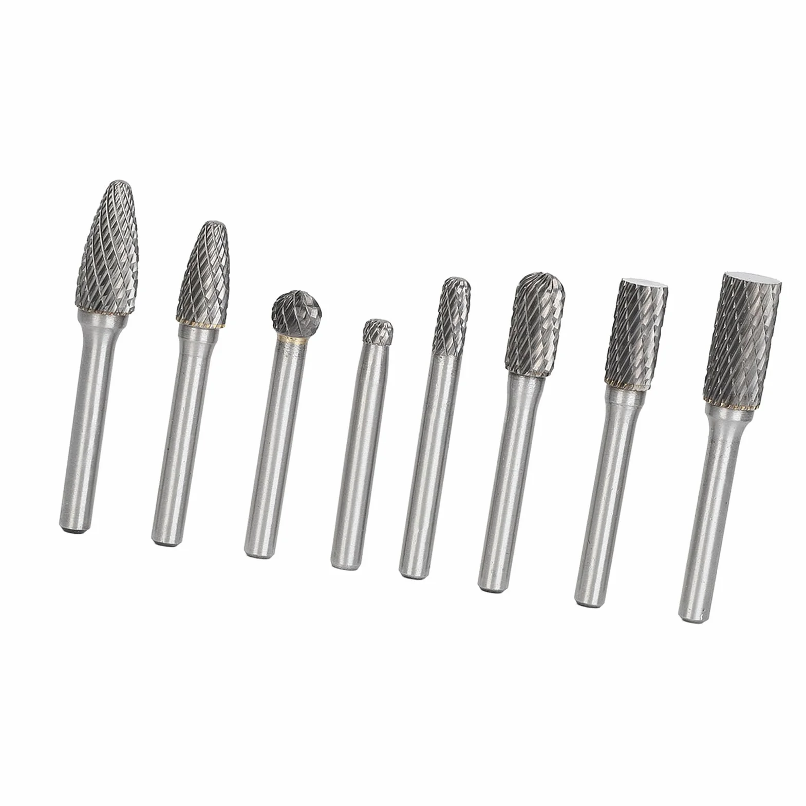 Garosa Juego de Fresas de Carburo Juego de Fresas Rotativas de Acero de Tungsteno 8 Piezas de de Doble Corte para Metal Tallado en Madera Pulido Fresado Desbarbado para Usuarios de Amoladoras