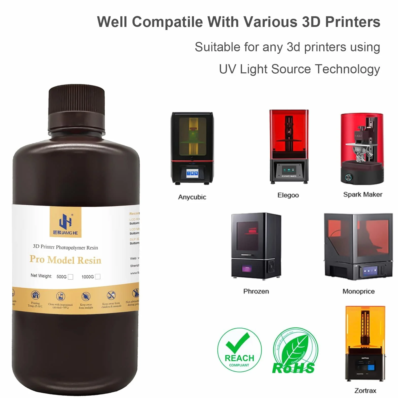 JAMG HE 3D Printer Resin Dental Pro Model for Crown Bridge Orthodontic Implant IPA Clean Light Grey