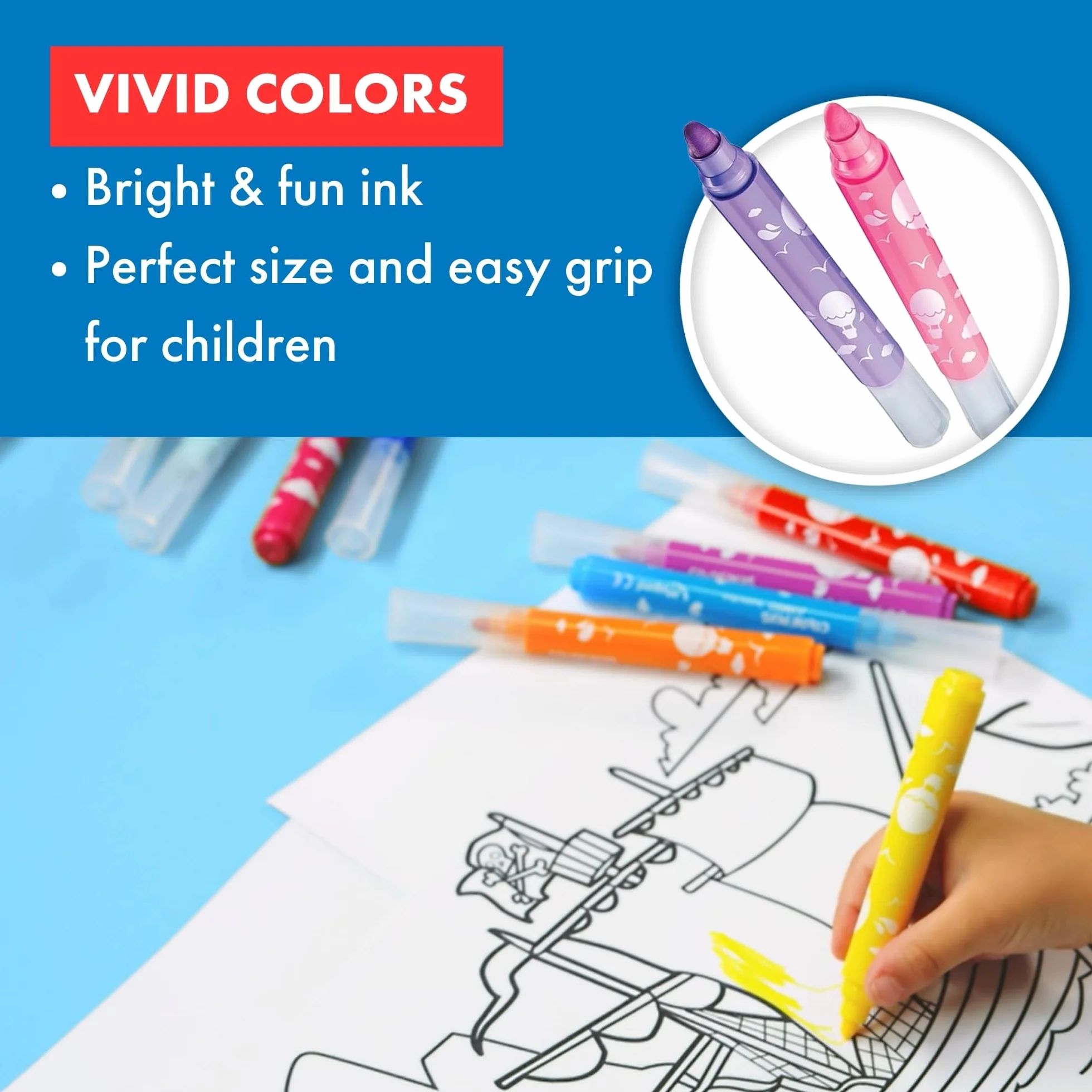 Maped Rotuladores Jumbo para Niños, 12 Colores Vivos, Punta Gruesa, Tinta Ultra Lavable