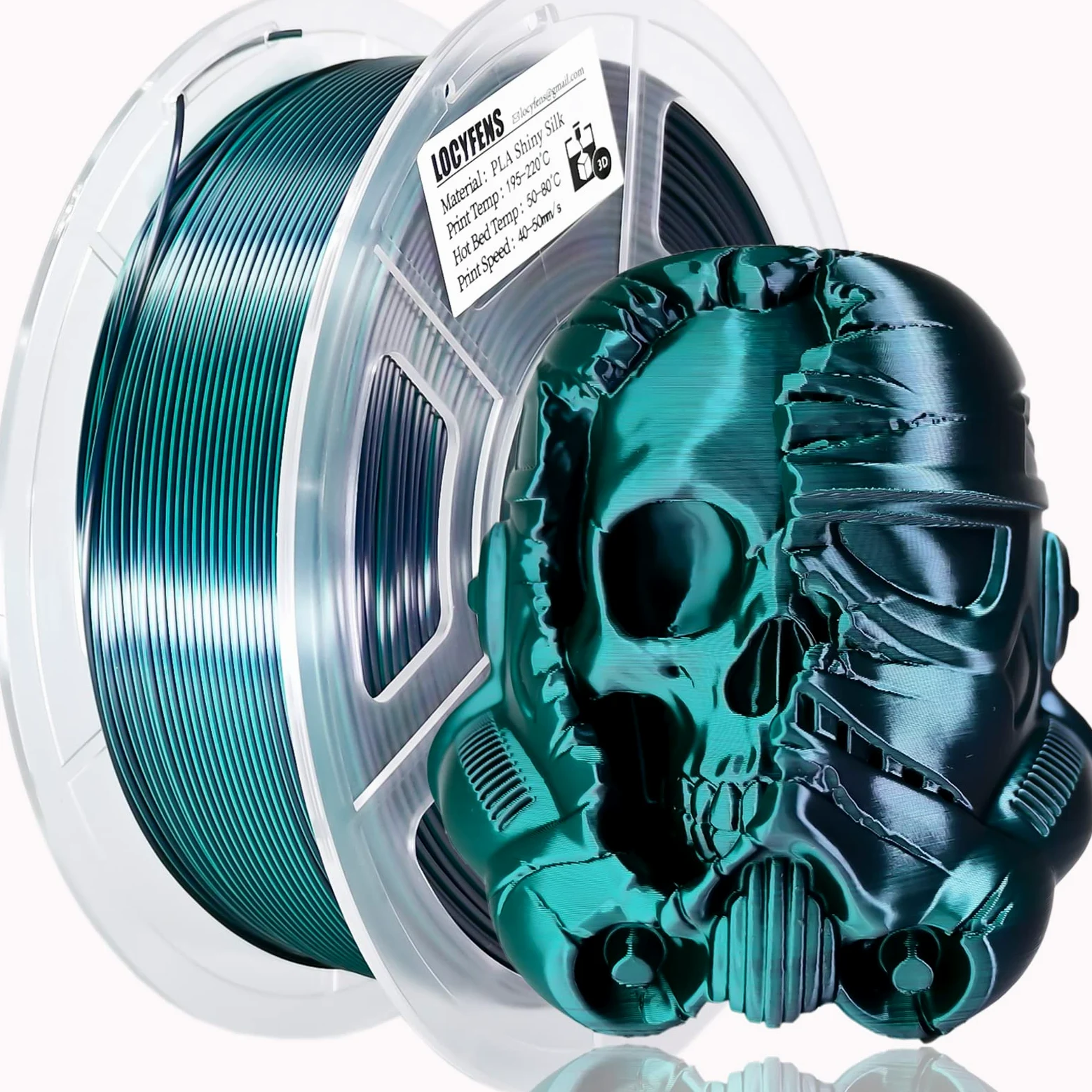 Filamento PLA de 1.75 mm, filamento de impresora 3D de ácido poliláctico sedoso, filamento de doble color, negro y verde, coextrusión 2 en 1, filamento PLA de 1.75 mm +/-0.02 mm, 1 kg