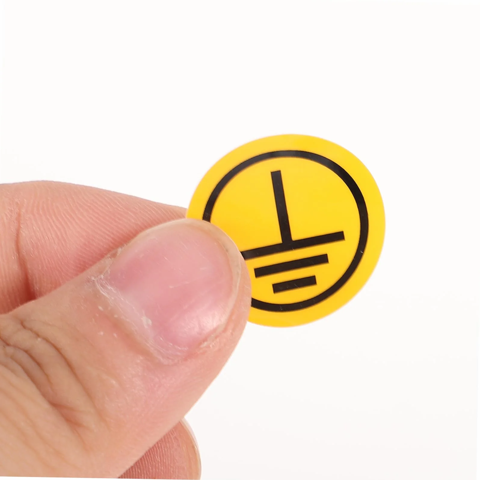 Pegatina Cuadro Eléctrico de Advertencia para Señal de Puesta a Tierra, Papel Sintético Pp Amarillo, Equipos Eléctricos