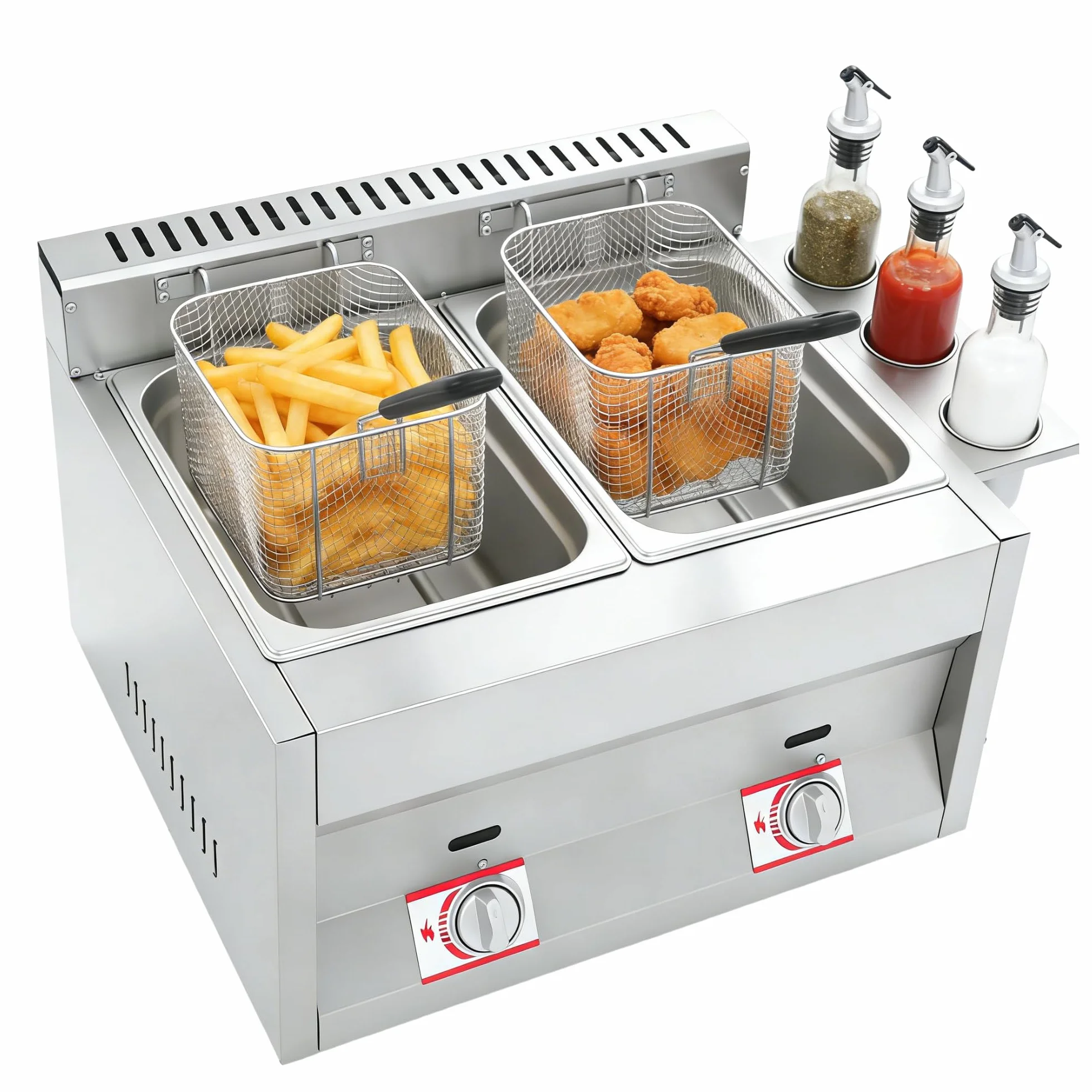 Freidora doble de acero inoxidable de 6 litros