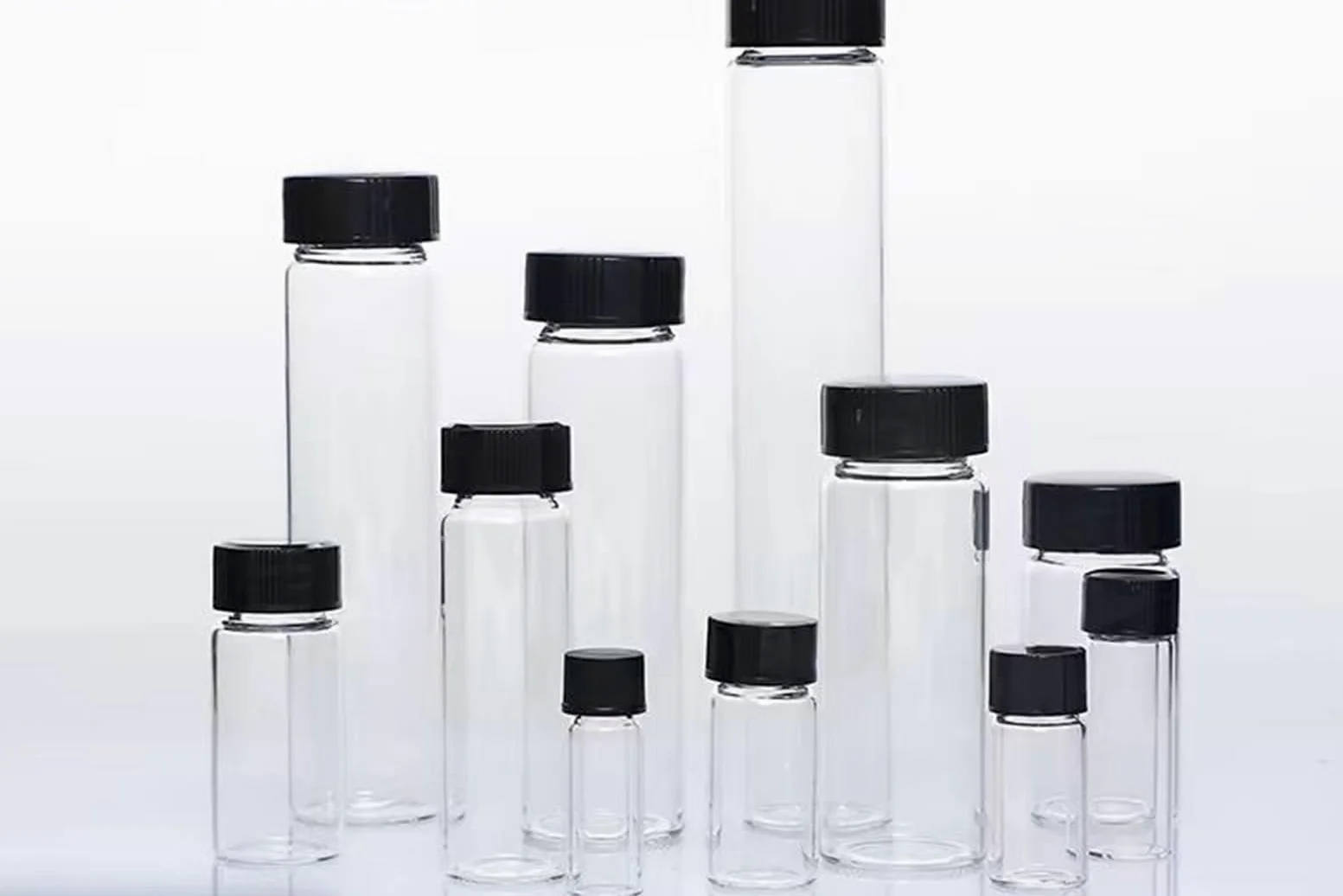Frasco de vidrio para reactivos de laboratorio, Vial de muestra de vidrio medicinal, botella de reactivo de laboratorio transparente de 2 ml a 60 ml(3ml 100pcs)