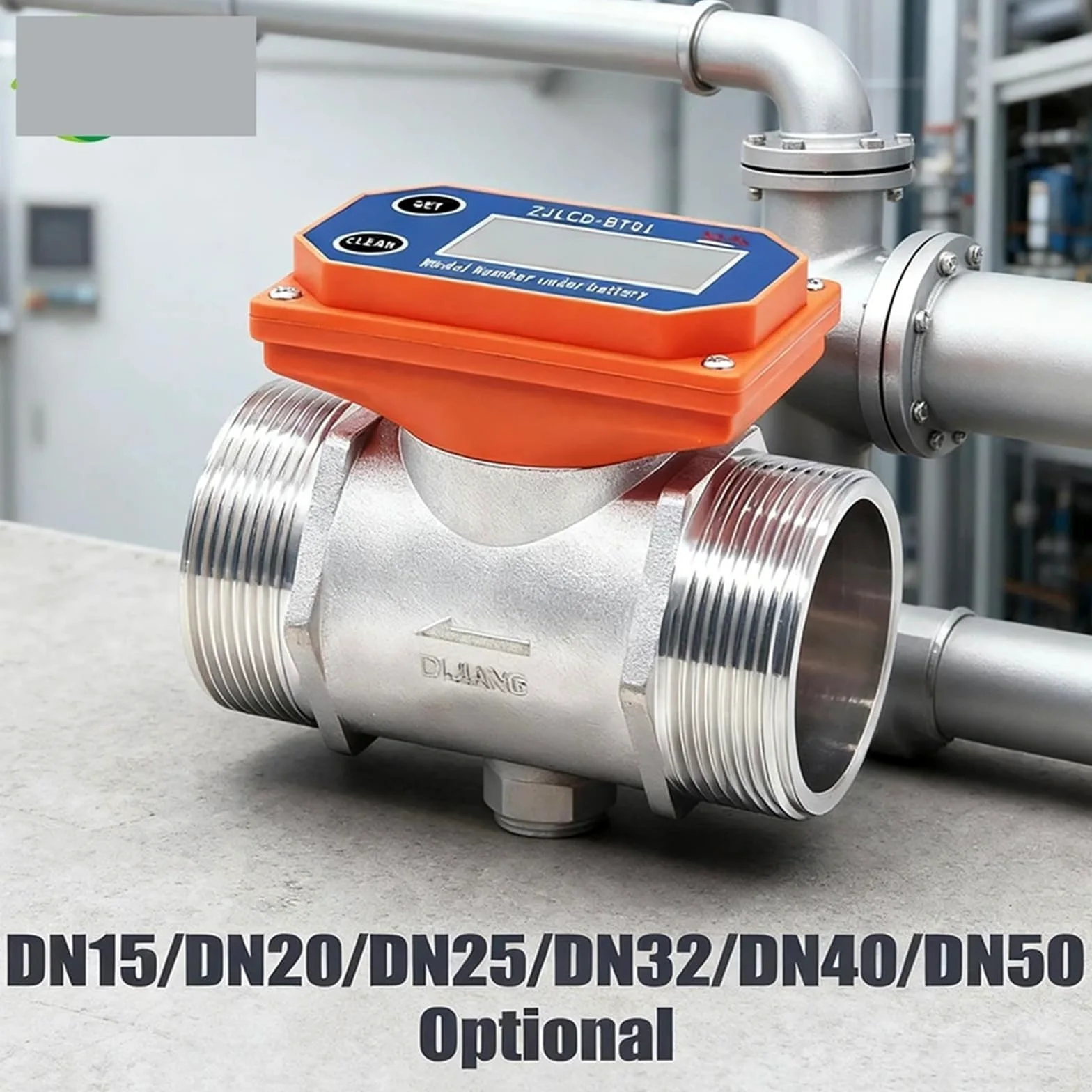 Medidor de Flujo de Agua, Medidor de flujo Digital inteligente, medidor de flujo de acero inoxidable de alta precisión, pantalla LCD, Sensor de flujo de agua for riego de jardines y granjas(DN15)