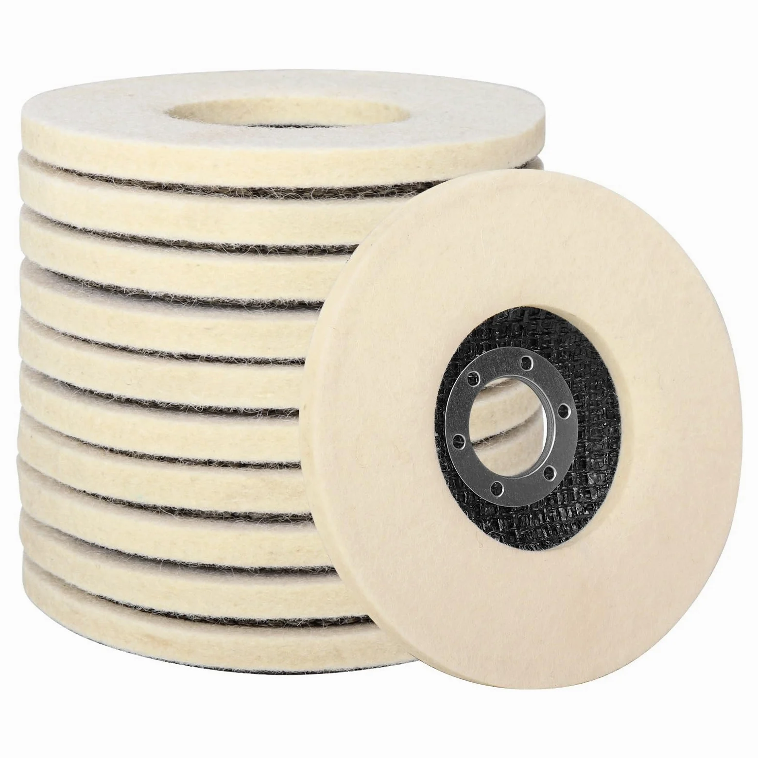 Ruedas de Pulido, Discos de Aletas Rueda de Pulido de Lana Almohadillas de Pulido Rueda de Amoladora Angular Disco de Pulido de Fieltro/10Pcs/100Mm