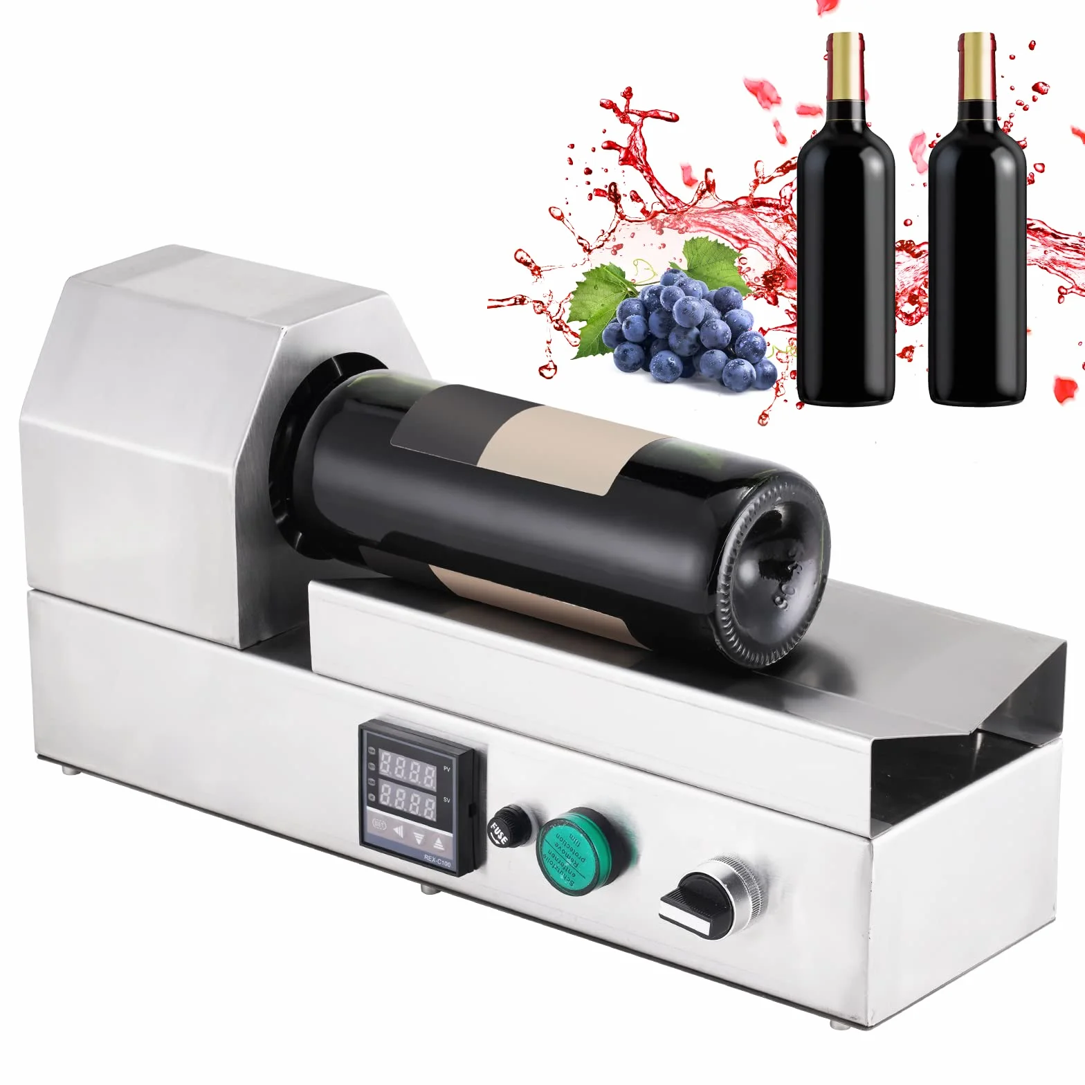 YJINGRUI 2000W Encapsuladora Termorretráctil para Botellas Selladora de Cápsula Eléctrica de Acero Inoxidable con Temperatura Ajustable LED Panel 220V