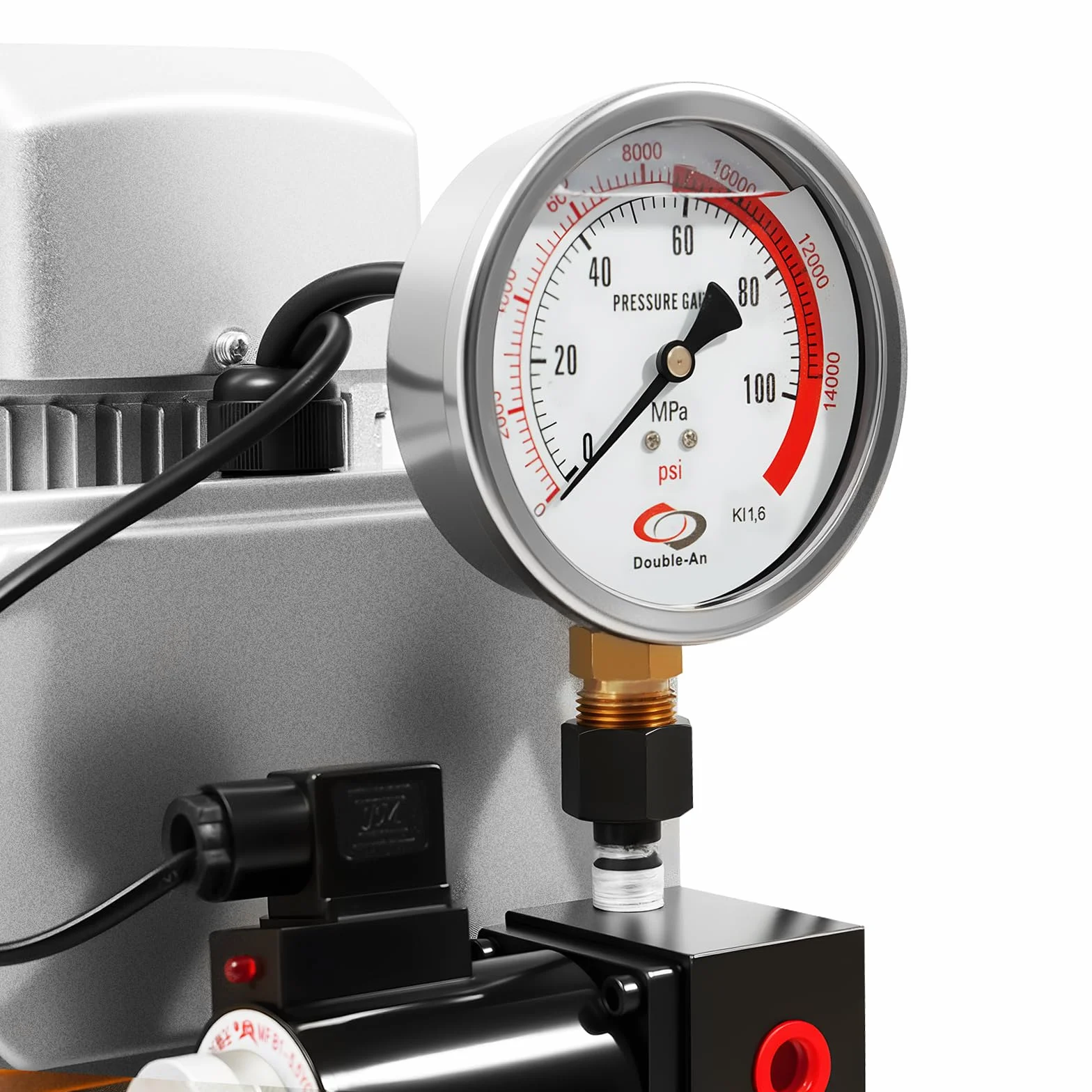 Bomba hidráulica eléctrica de 220 V, 750 W, unidad hidráulica profesional de hasta 70 MPa/10000 PSI para cilindros hidráulicos de doble acción, apta para la industria, con manómetro para elevación