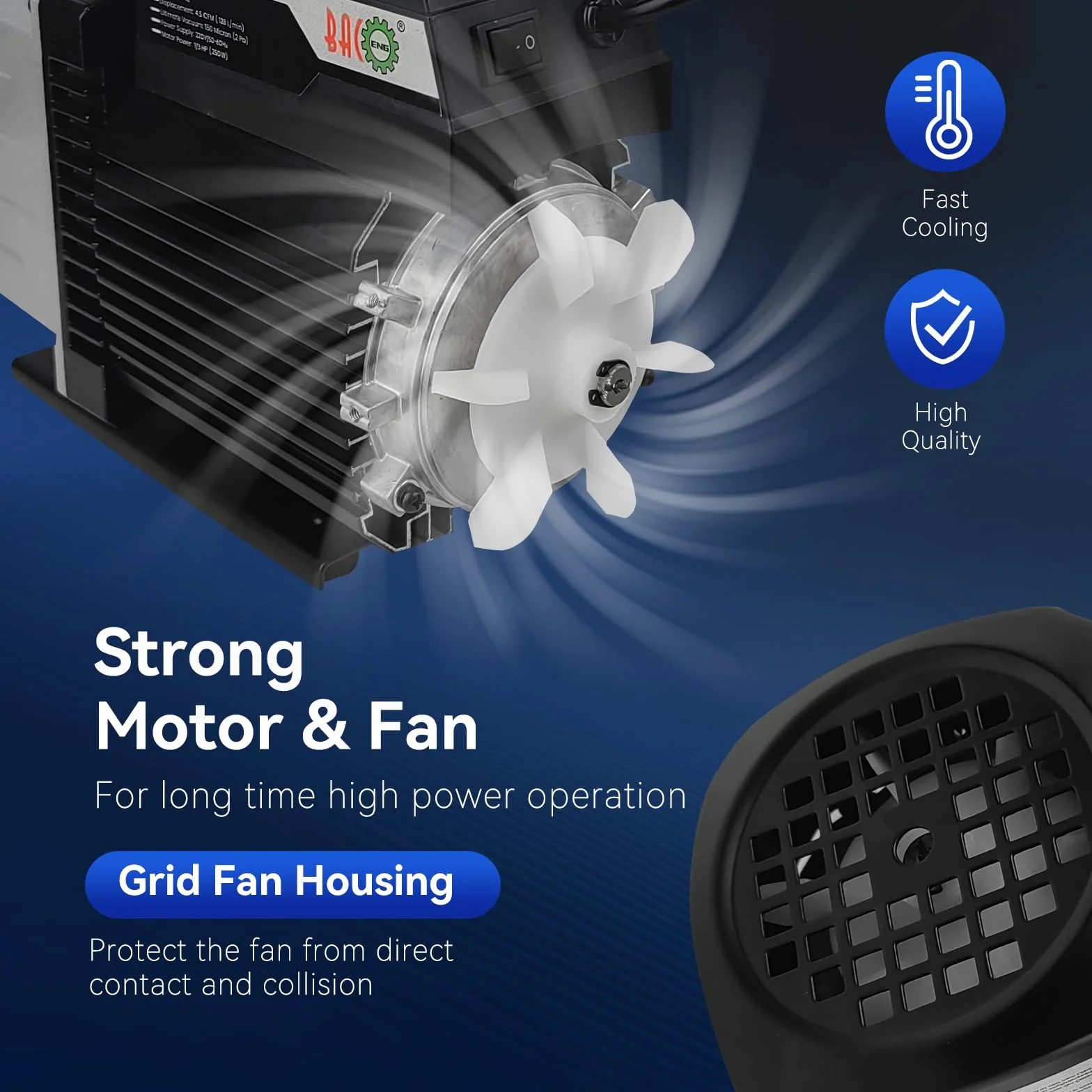 BACOENG 4,5CFM Bomba de Vacío, 1/3 HP Bomba de Vacío para Aire Acondicionado 1440r/min para HVAC AC Refrigerante Aire Herramienta