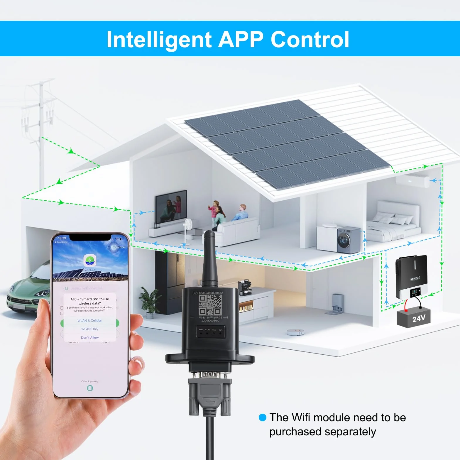 inversor híbrido Puro sinusoidal 3600W 24V DC a 220/230V AC Cargador Solar MAX.PV 500V con 120A MPPT, Adecuado para RV, casa, Camping