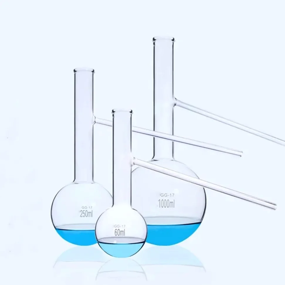 Cristalería de Laboratorio Matraz de destilación de vidrio de borosilicato corto de 60 ml a 1000 ml con tubo lateral, lote de 1 unidad.(1000ml)