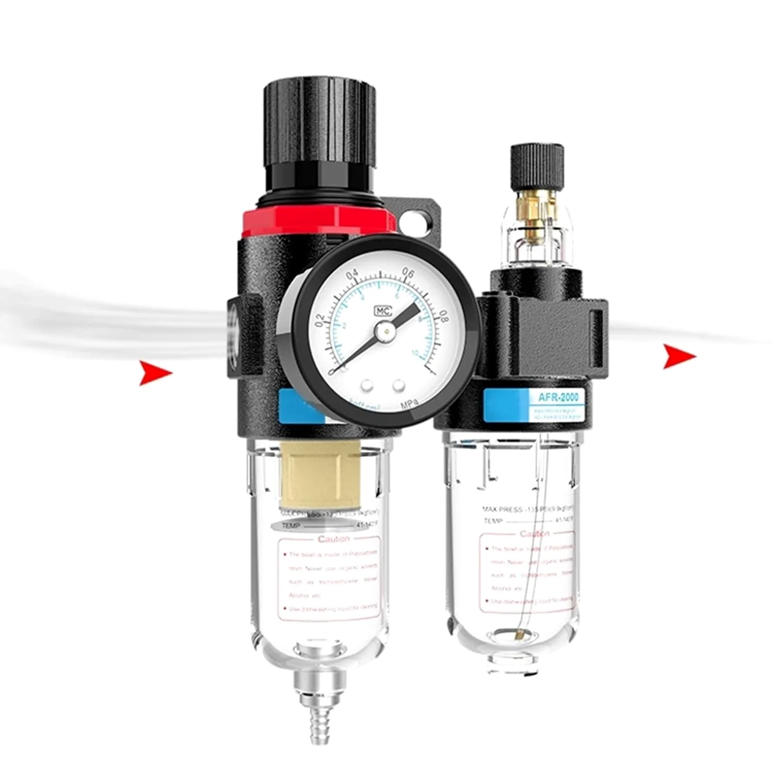 Válvula reguladora reductora de presión agua, AFC2000 1/4 Compresor aire Aceite Separador Filtro Regulador(Afc pc1402)