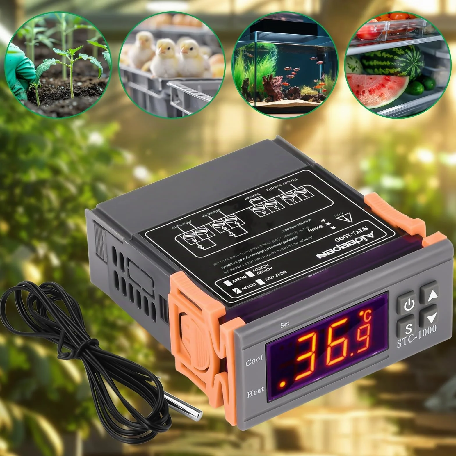 Aideepen STC-1000 Termostato Digital 12V DC Controlador de Temperatura con Sonda NTC 10K