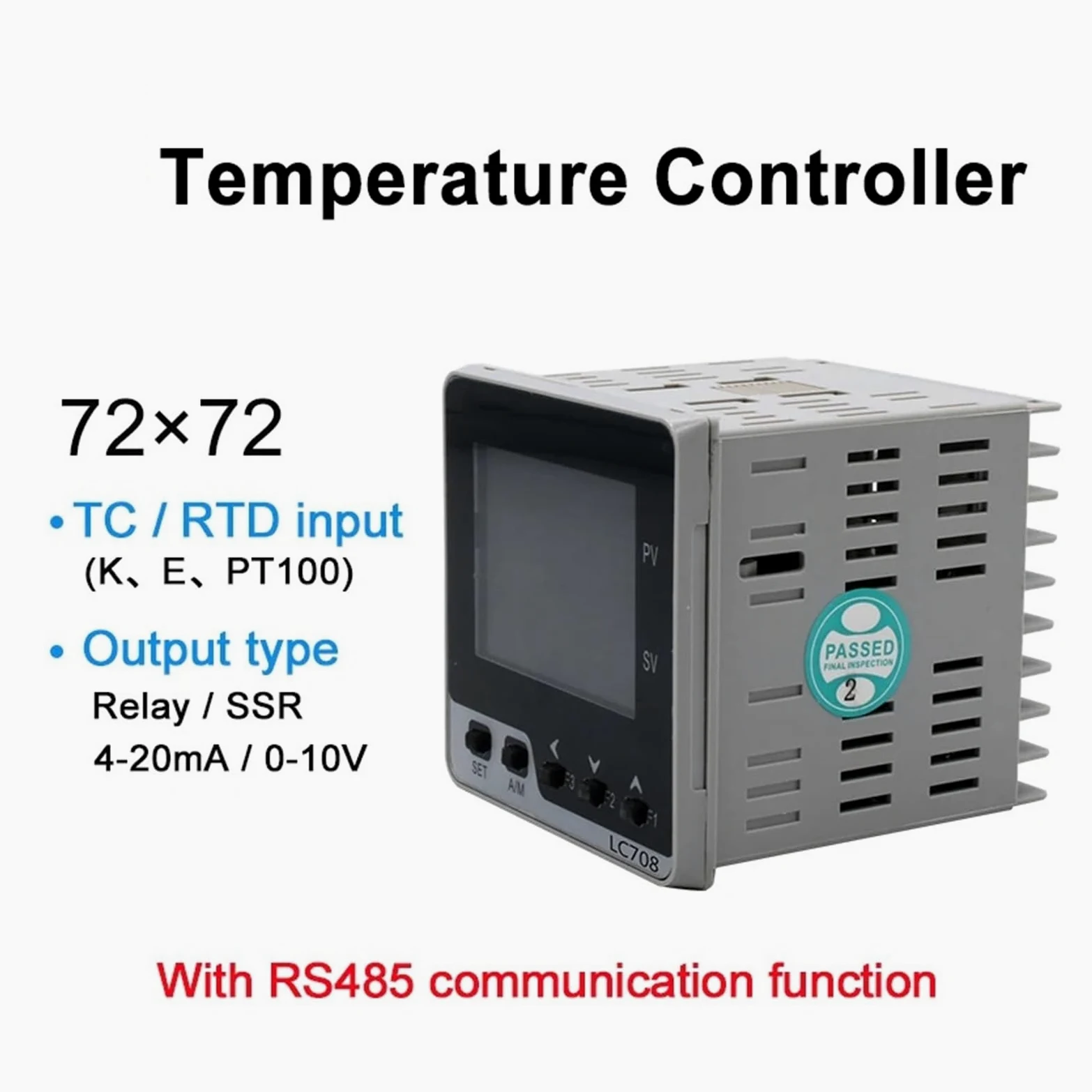 Controlador de Temperatura Controlador de Temperatura Digital PID, relé SSR, Salida 4-20 mA, regulador PID, Entrada 0-10 V, RS485 Modbus, 72 x 72 mm, LC708(4-20mA out 2Alarms)