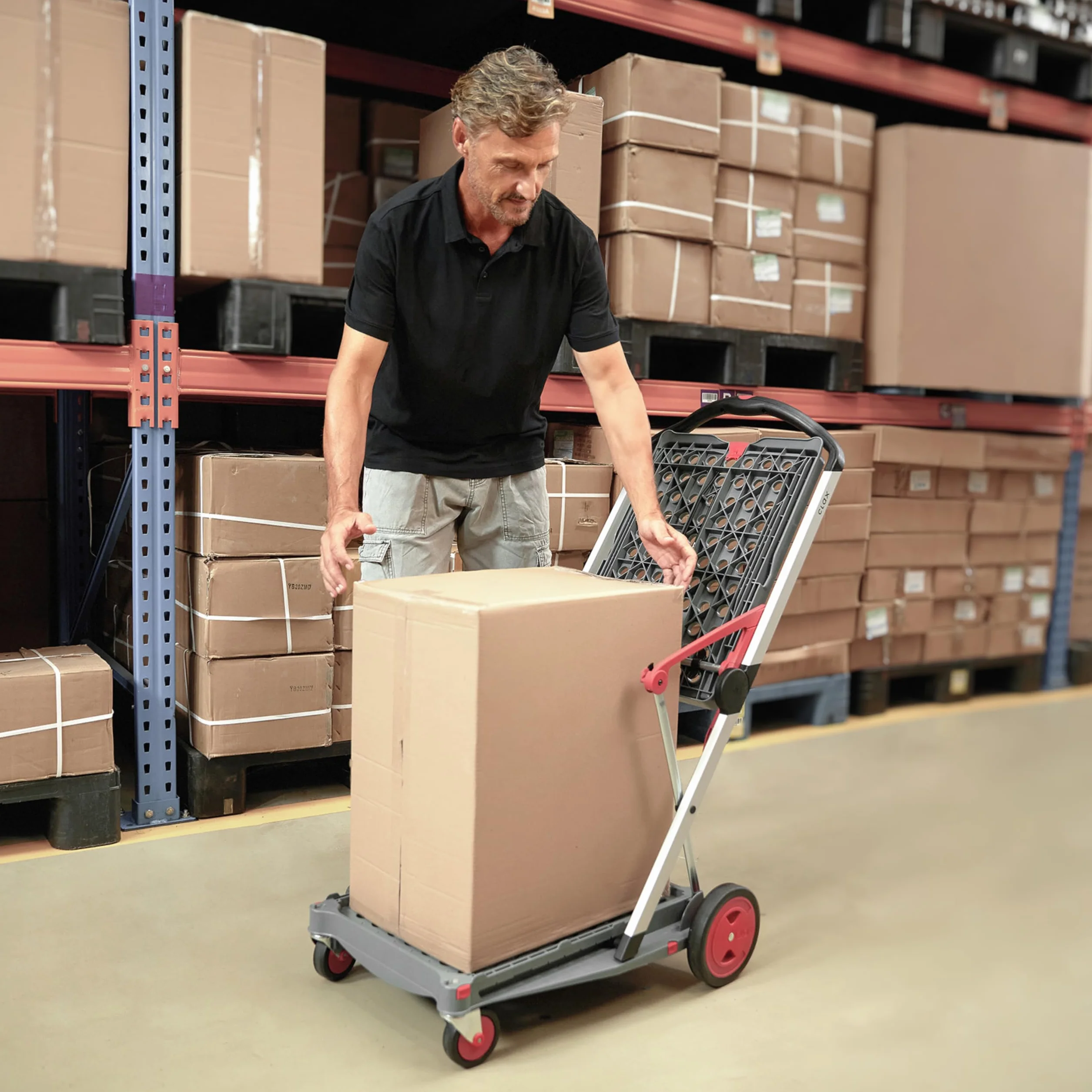 Clax® | Carro de Transporte Plegable | Básico sin Caja Plegable | Carrito de la Compra | Carro para Pedidos | Plegable