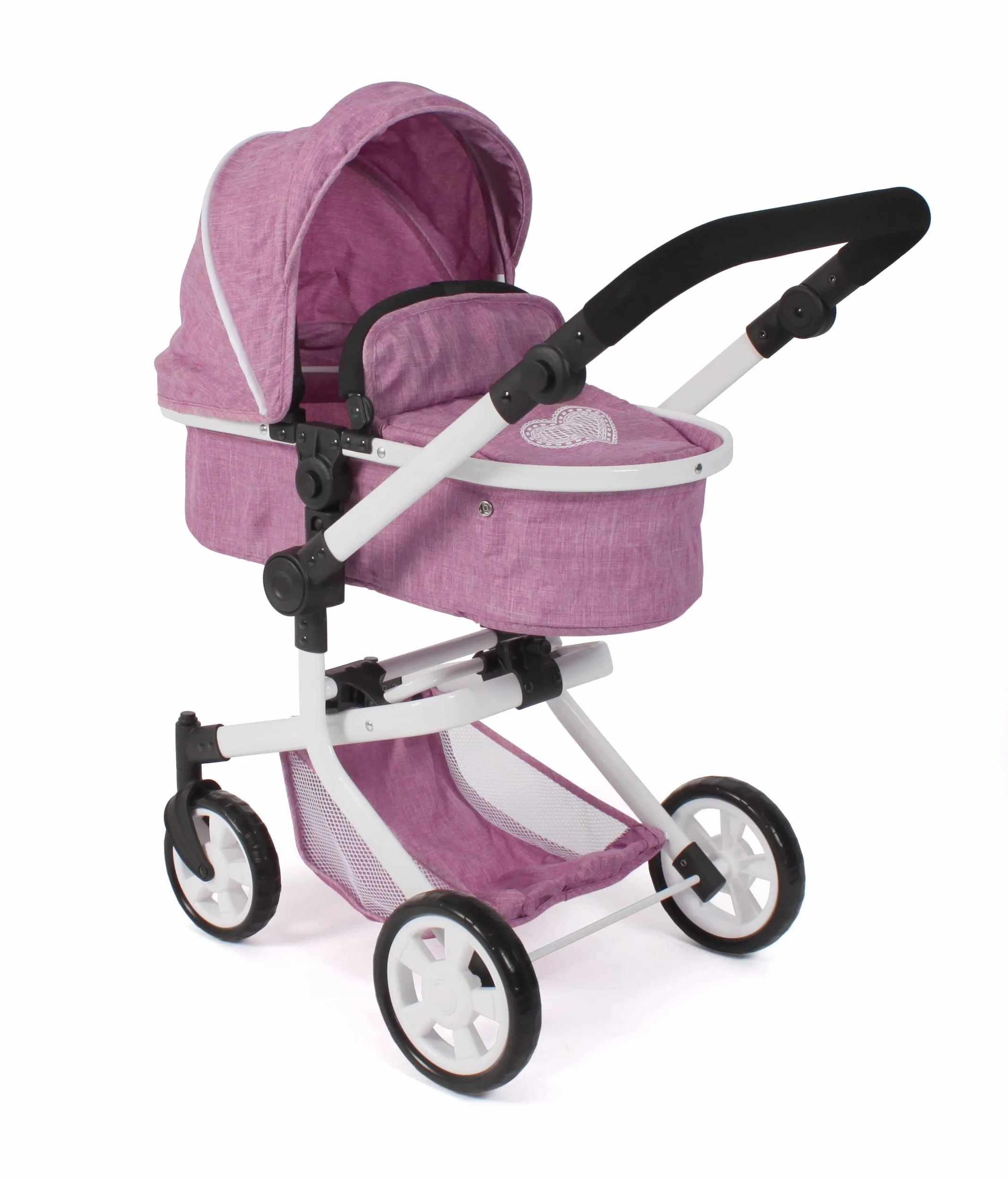 Bayer Chic 2000 Cochecito para muñecas Mika 2 en 1 Rosa Vaquero Plegable Mango Ajustable 47-80 cm