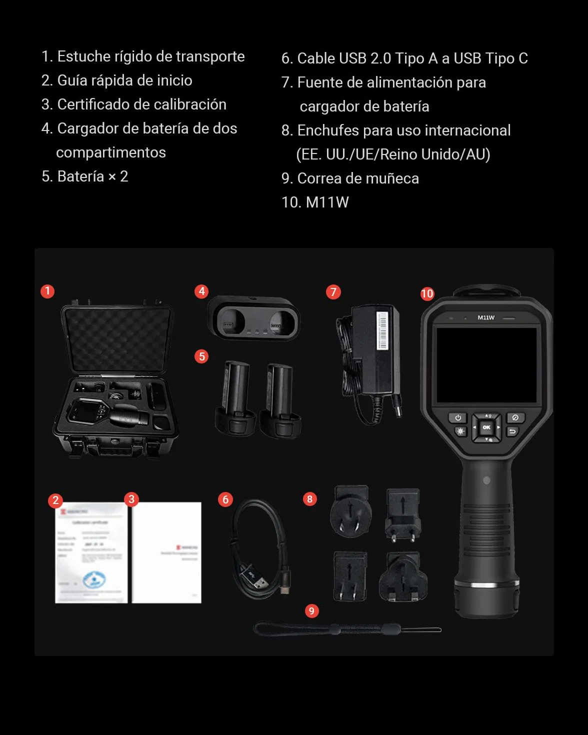 HIKMICRO M11W Cámara Termográfica, SuperIR 384×288 (192×144 nativo), 25 Hz, 8 MP Visual, Pantalla Táctil 3,5", Puntero Láser, Wi-Fi, 2 Baterías 12H