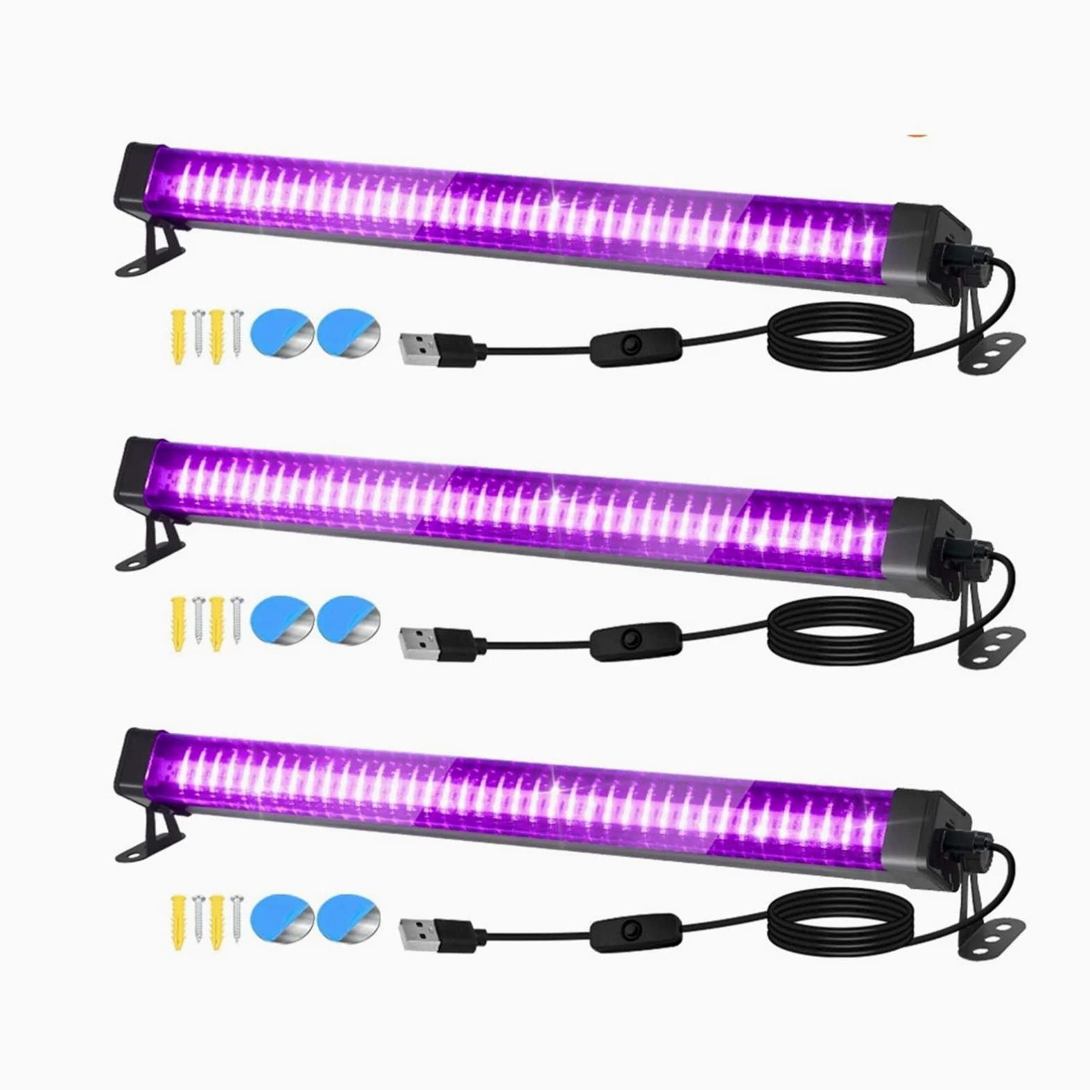 Tubo de luz negra LED 80 luces - Con interruptor, rotación 360 ​​grados, lámpara UV for fiestas fluorescentes, arte corporal, Halloween y Navidad, Multiuso confiable(80LEDs-3P)