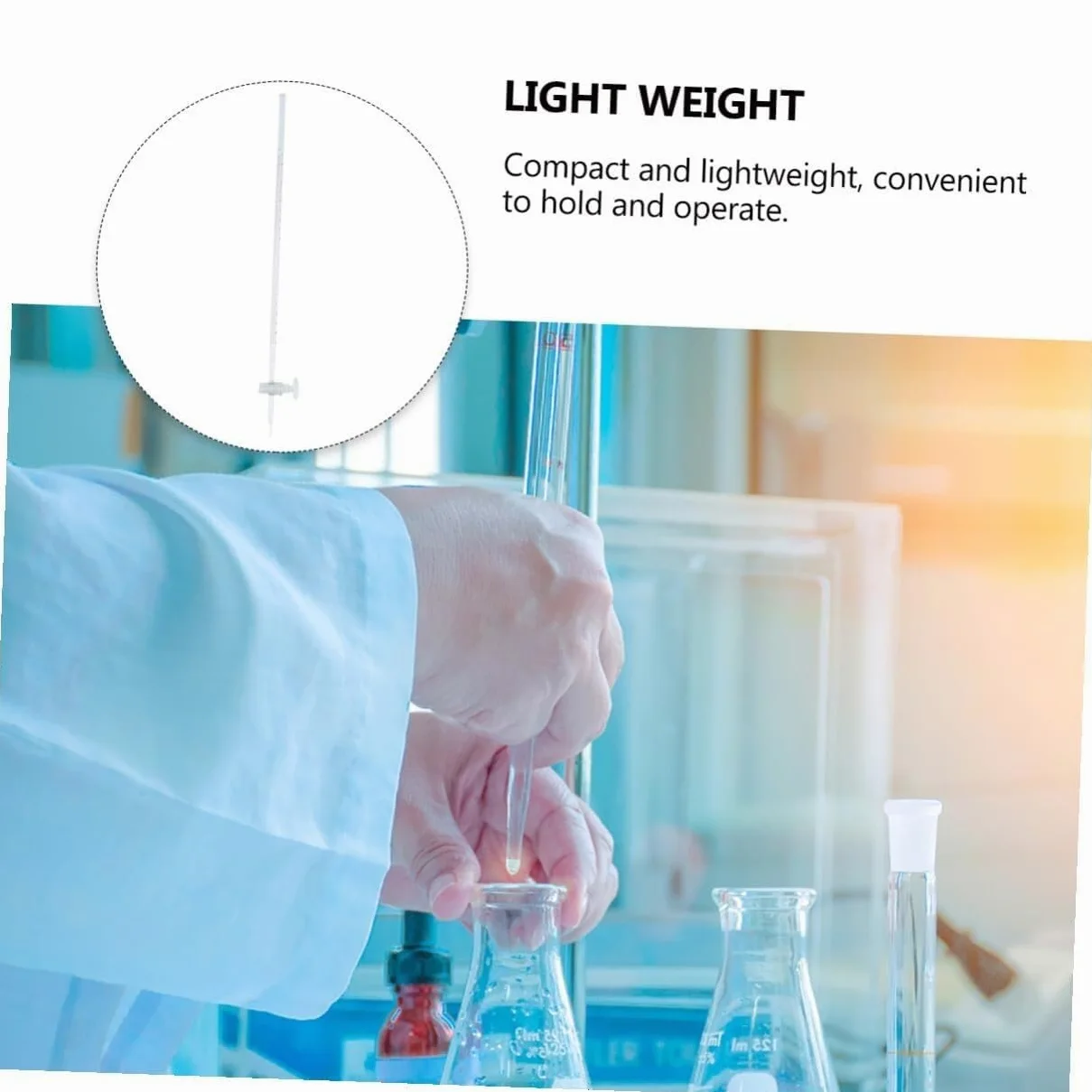 Bureta de Vidrio Borosilicato - Herramienta de Titulación de Laboratorio, Fácil de Usar & Duradera(Transparent,5pcs,25ml)