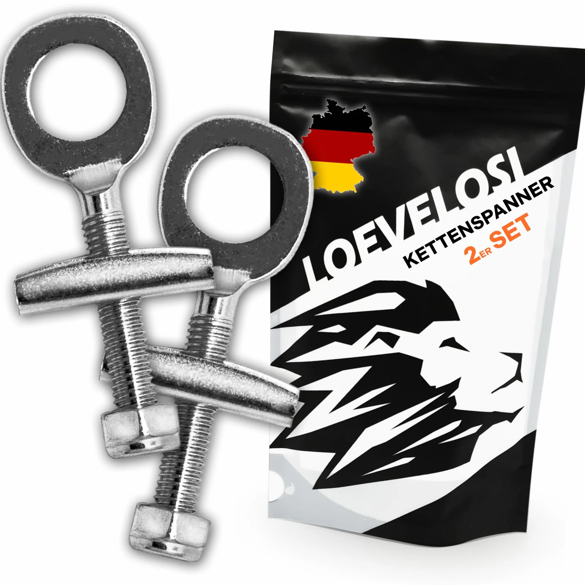 LOEVELOSI Juego de 2 tensores de cadena para bicicleta de acero galvanizado, BMX, velocidad única, rosca 3 cm, eje 12 mm