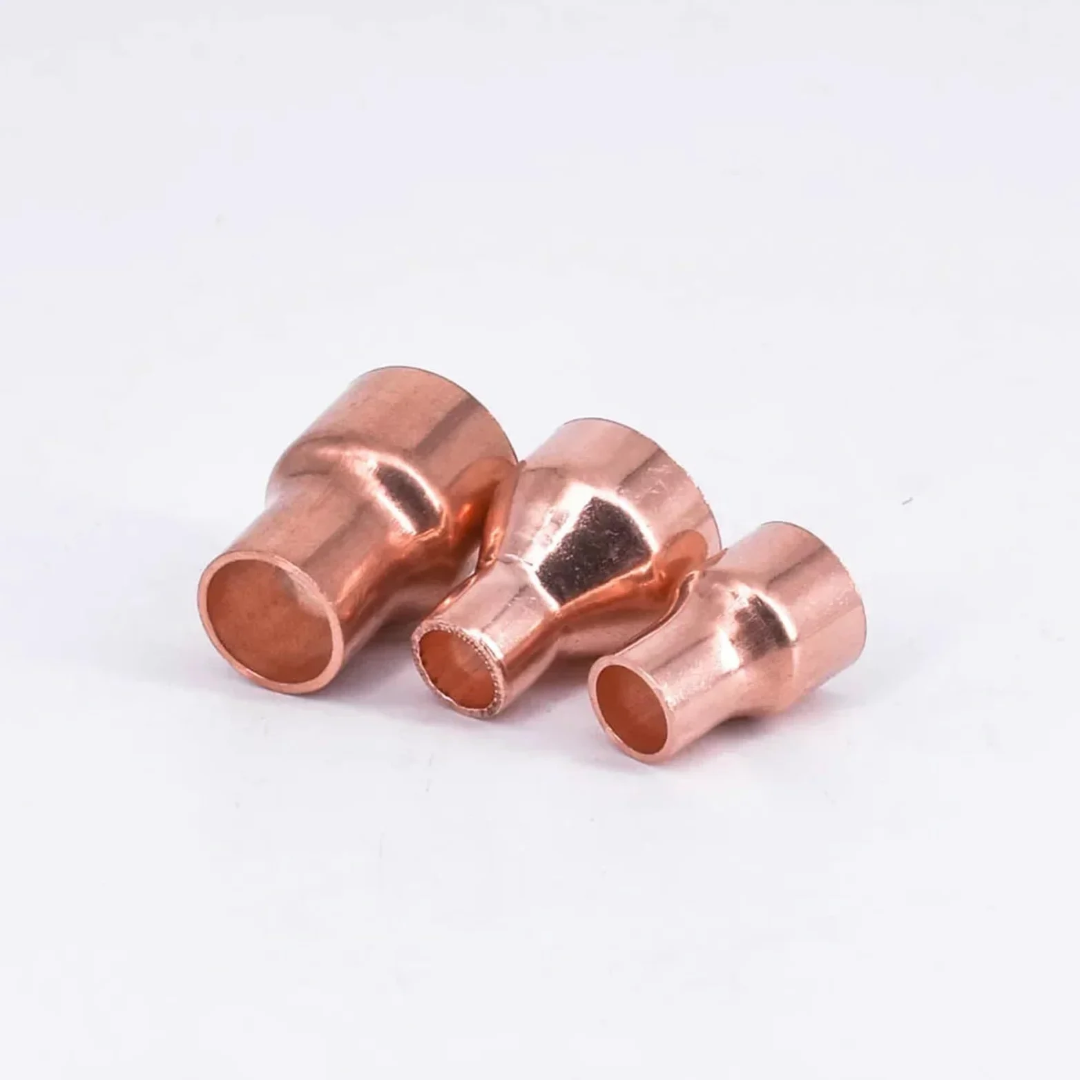 5pcs 6.35 8 10 12.7 15 16 19 25 28 32mm Pure Copper End Feed Solder Reducer Plumbing Pipe Fitting Connector Coupler Air Conditioner(38mm To 35mm) Brass Hose
