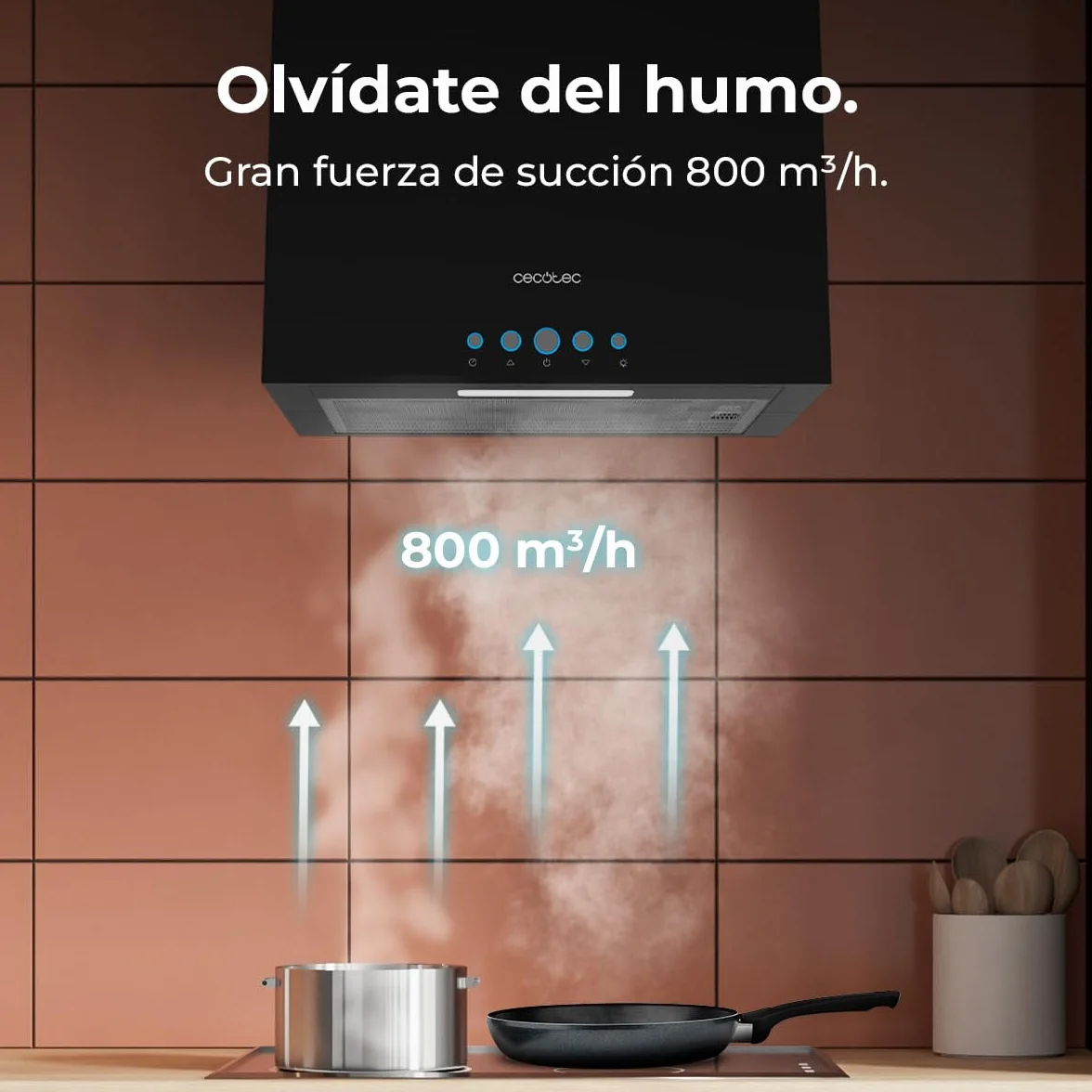 Cecotec Campana Extractora 38cm Isla Cuadrada Bolero Flux Ict 388000 Black A++ Negro 800m3/h 210W
