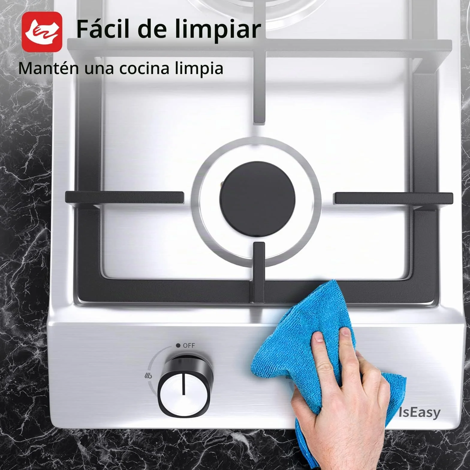 Placa de cocción a gas acero inoxidable encimera 2 fuegos