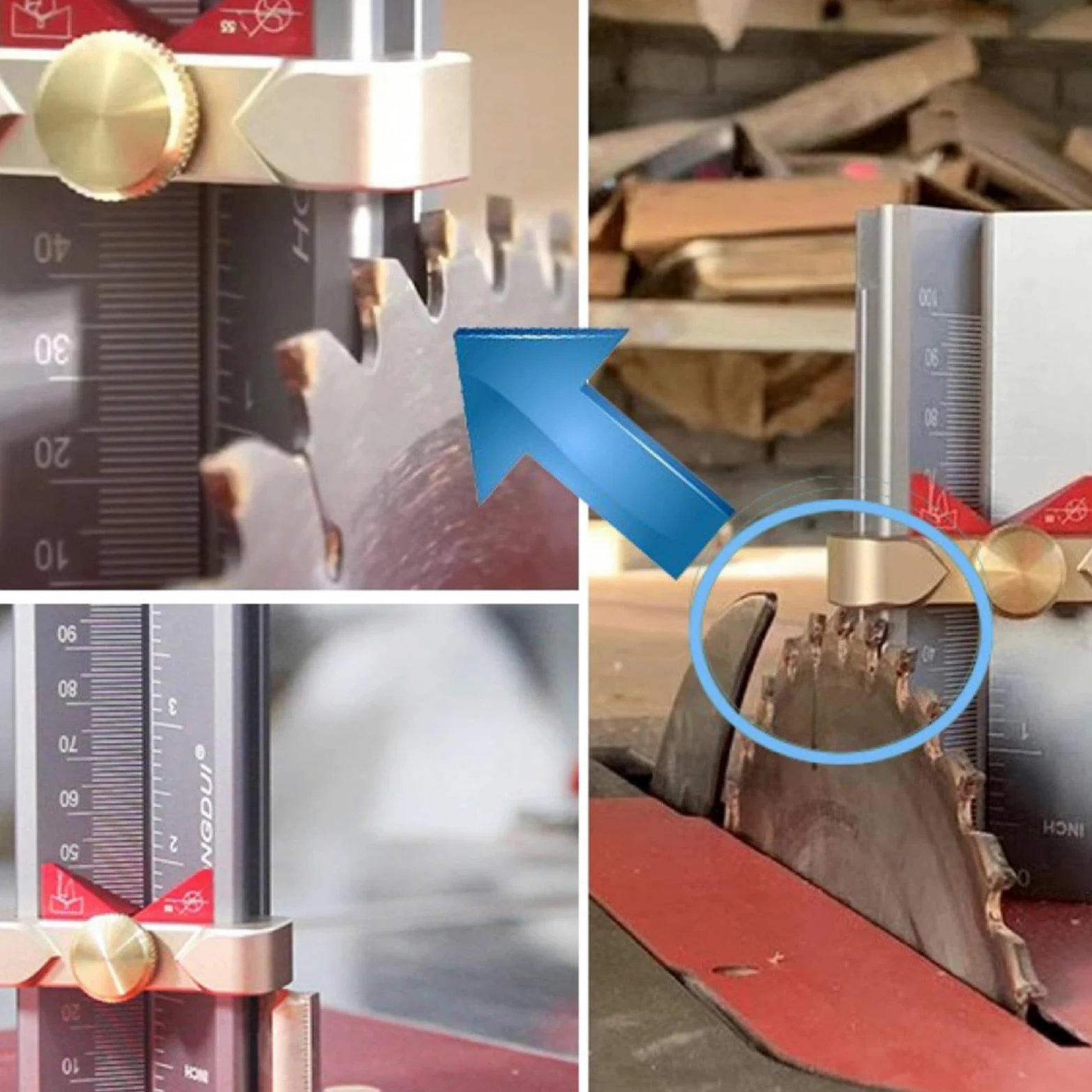 Medidor de profundidad de taladro, multifunción, medidor de profundidad, herramienta de carpintería, ayuda a la instalación, anillos de altura ajustables
