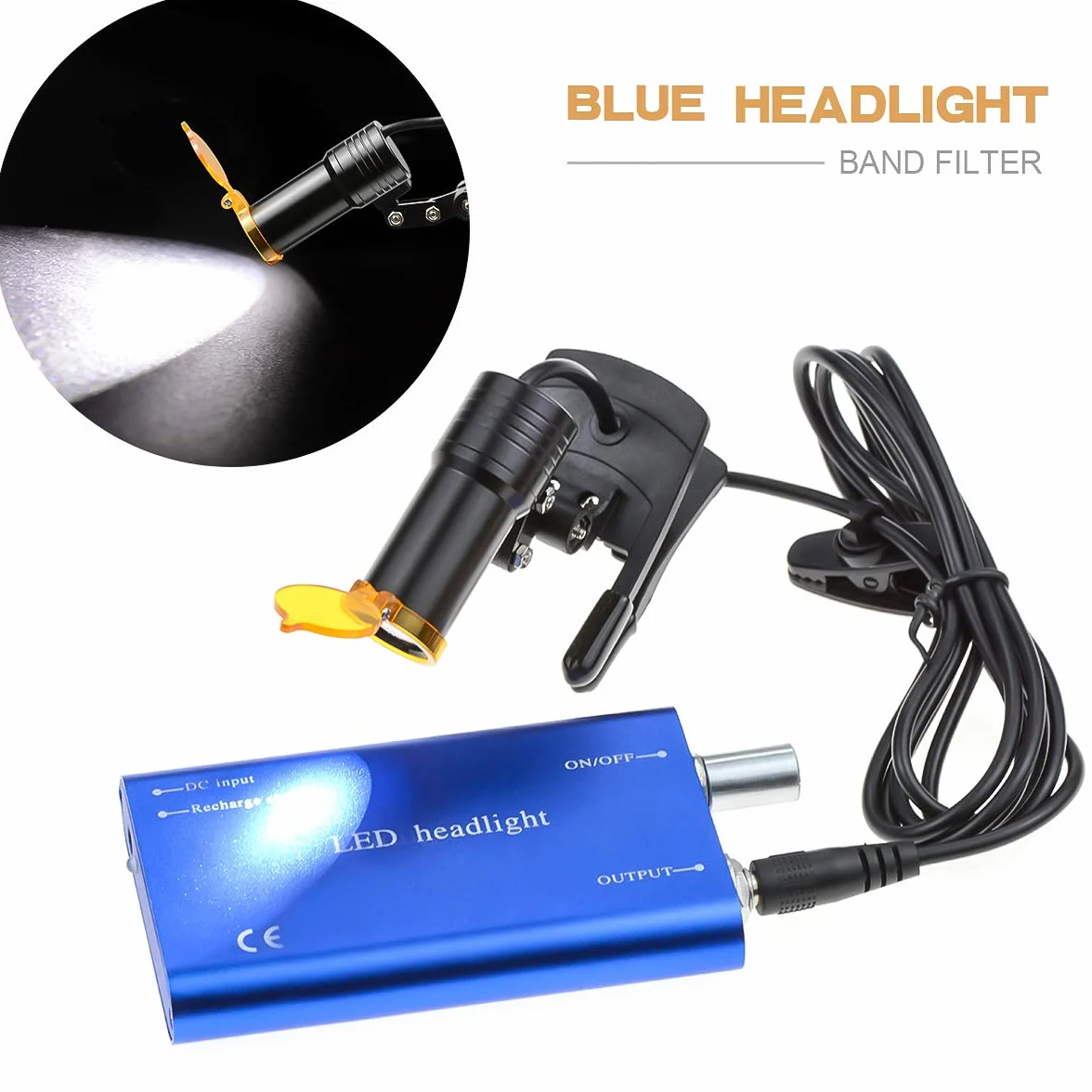Aprodite 5W LED quirúrgico faro lámpara montada en lupas para laboratorio lupa DY-007 Plactis Clip (azul)
