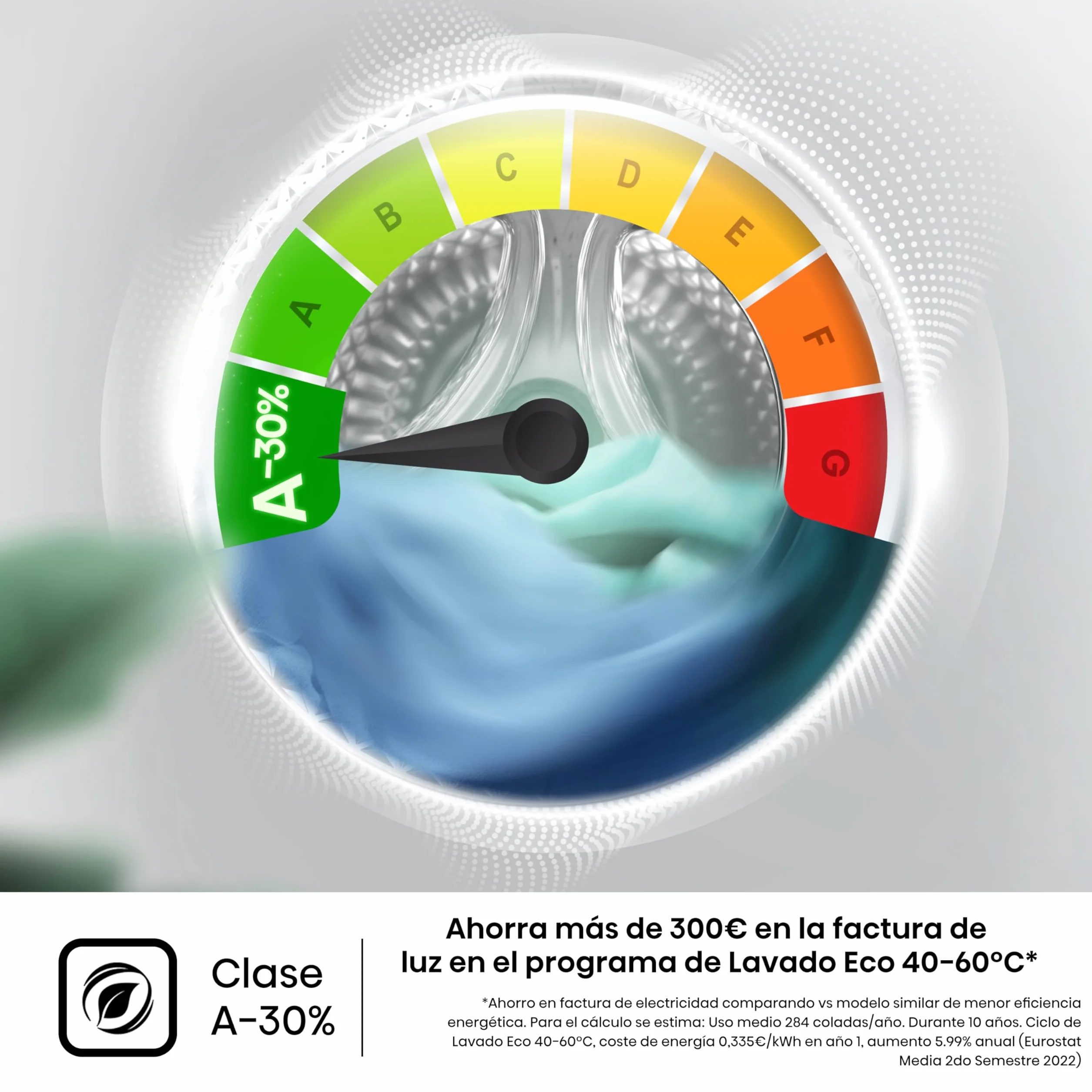 Hisense WF3S9043BB3 Lavadora 9 Kg 1400 RPM Clase A-30%/D 60 cm Negro