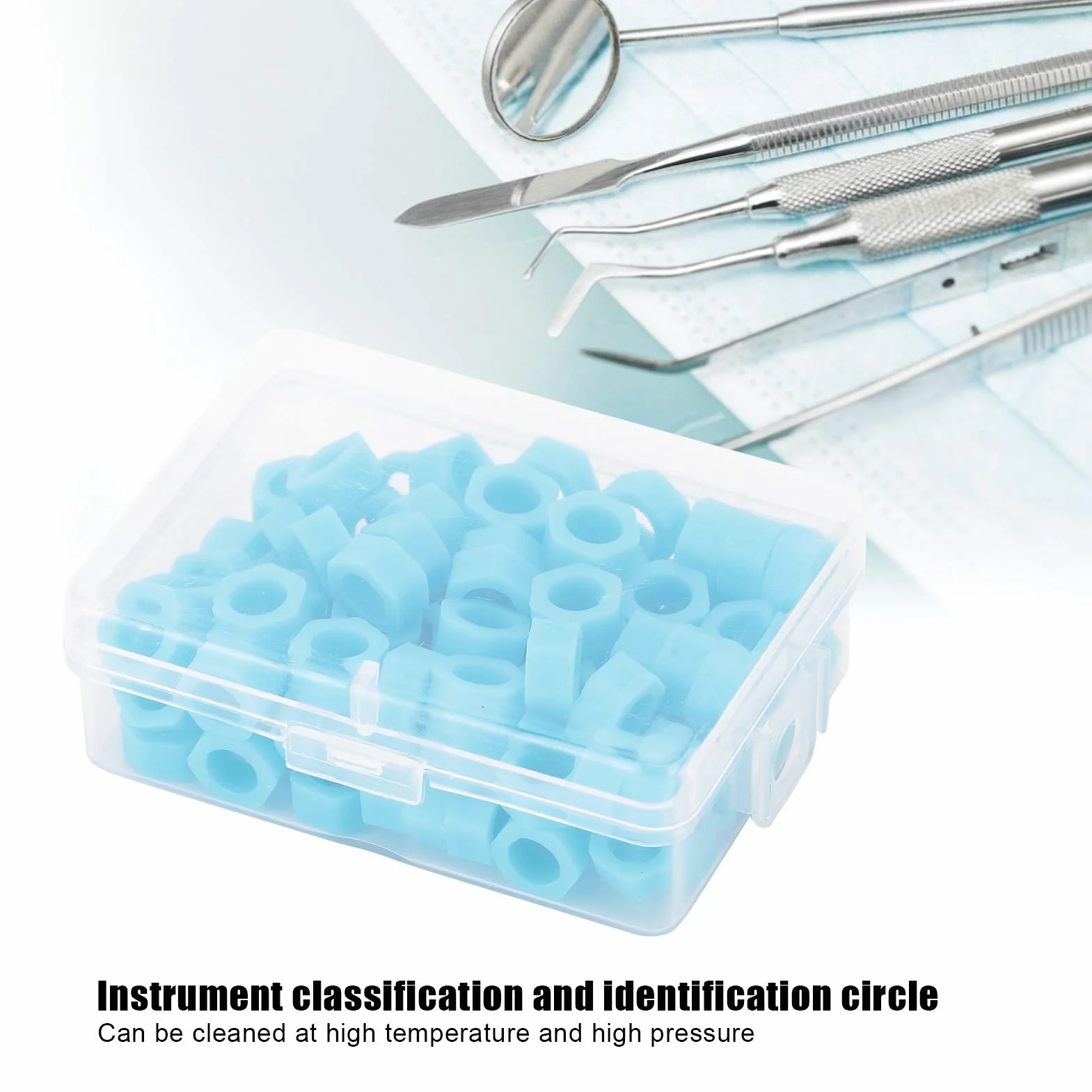 Anillos de código dental 100pcs, material de los dentistas autoclavable del círculo del código del instrumento del silicón