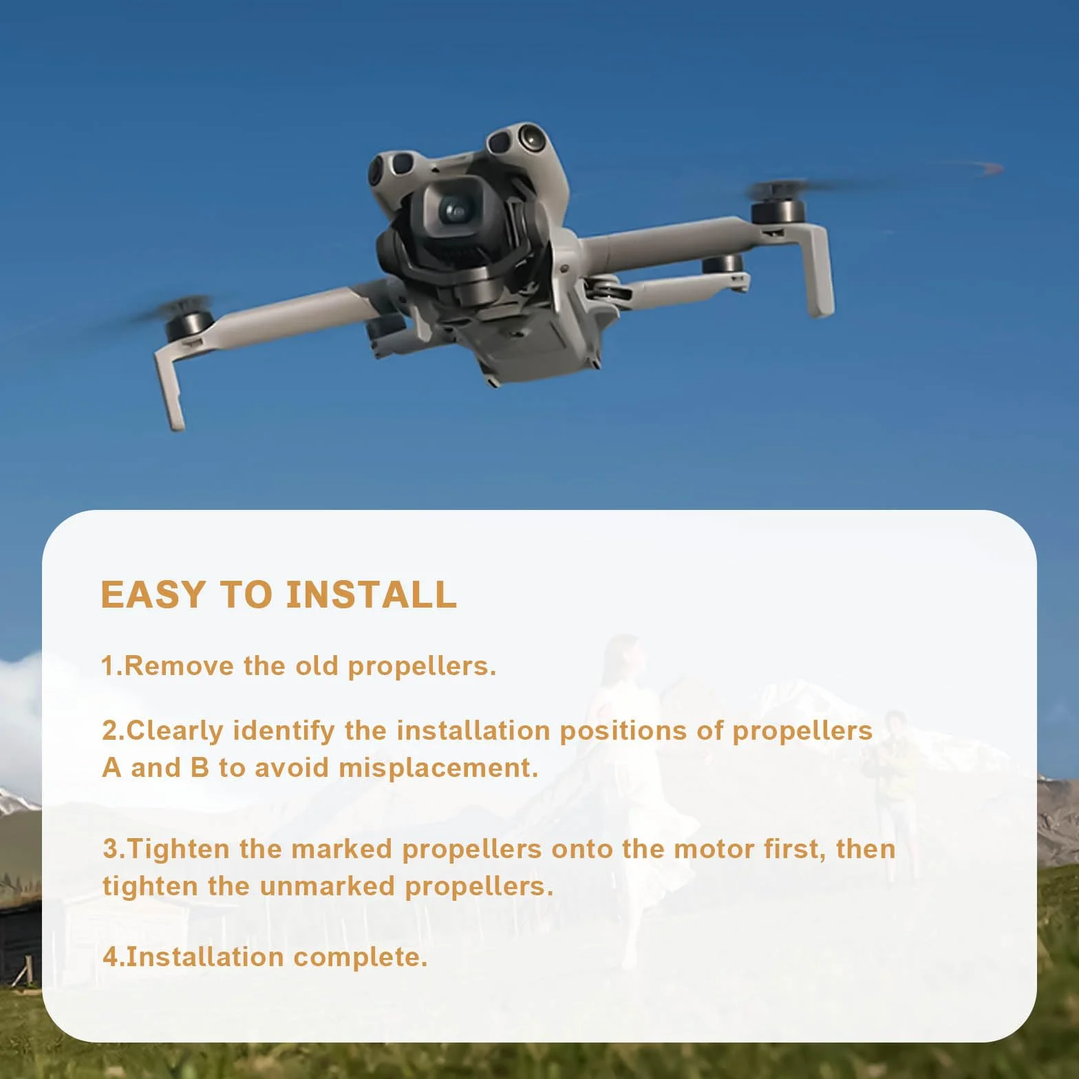 Hélices de Repuesto Compatible con DJI Mini 5 Pro Ligeras y Silenciosas de Plástico