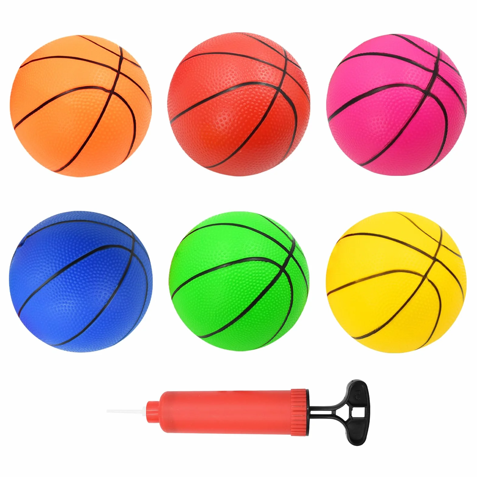Juego de 6 mini pelotas de baloncesto PVC 15 cm con bomba para niños interior exterior
