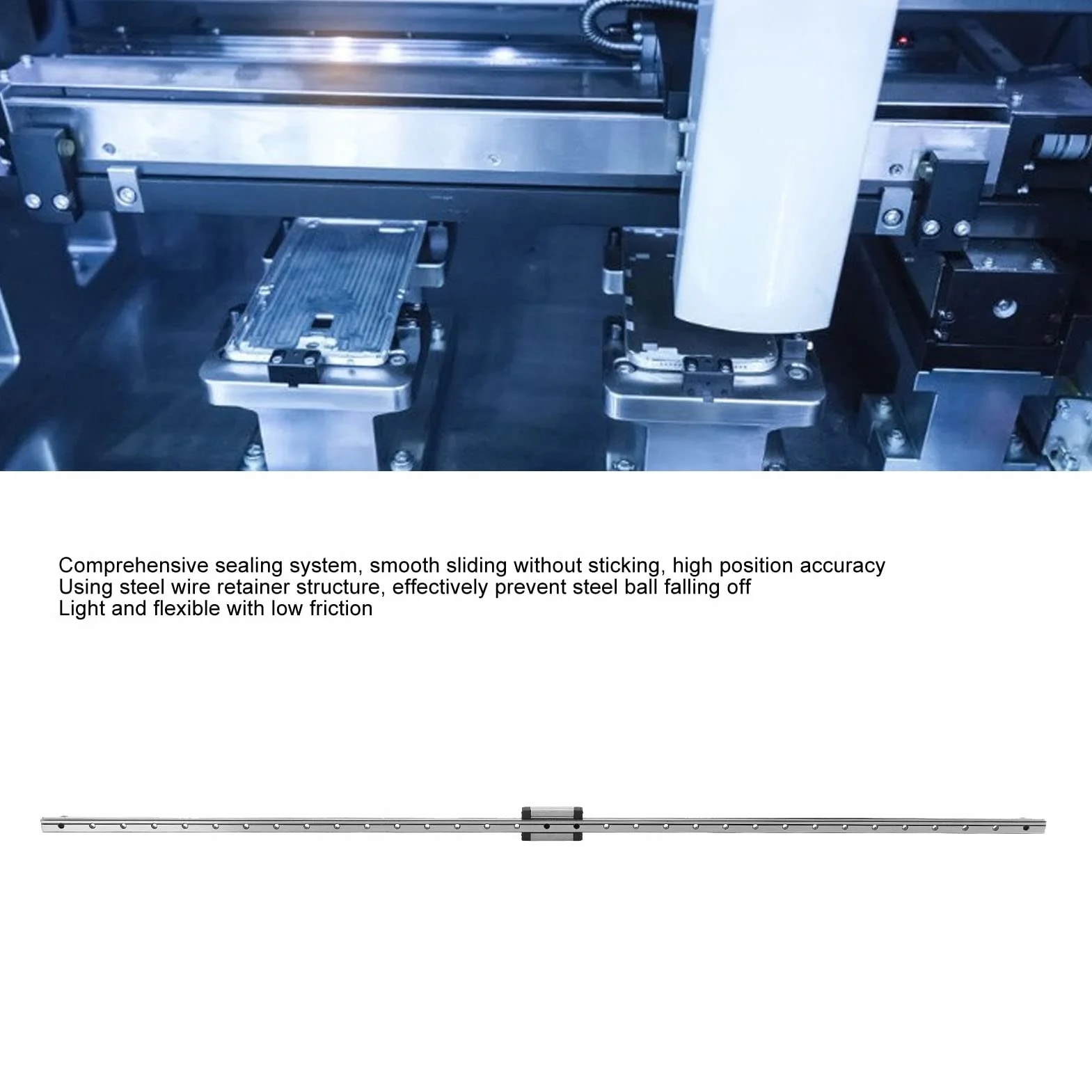 Riel de Guía Lineal de Acero 20 Pulgadas con Rodamiento, Bloque Deslizante para Máquina CNC Impresión 3D