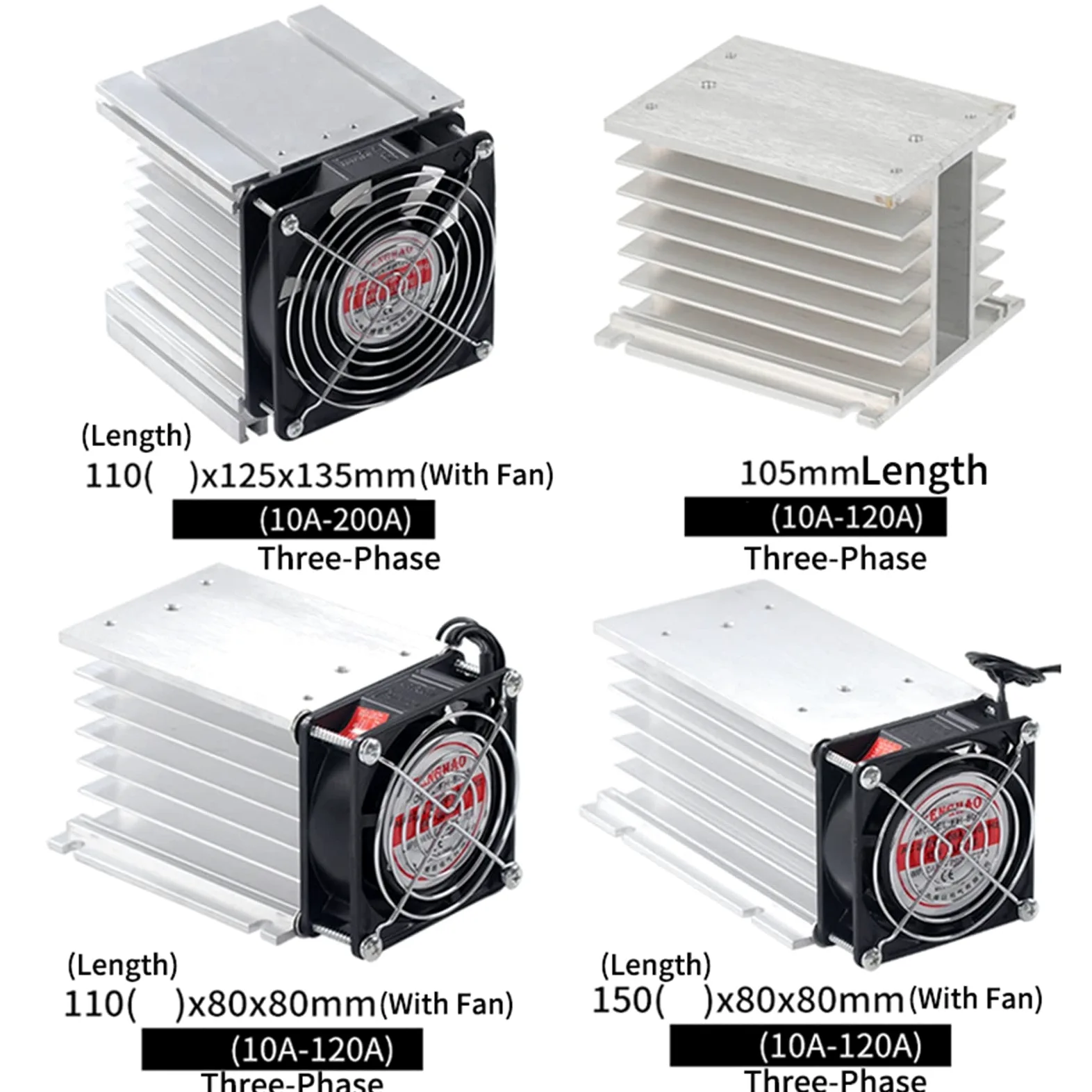 5 uds relé de estado sólido monofásico SSR disipador de calor de aluminio disipador disipadores de calor adecuados for relé de 10A a 120A(5Pcs Single Phase10A-120A)