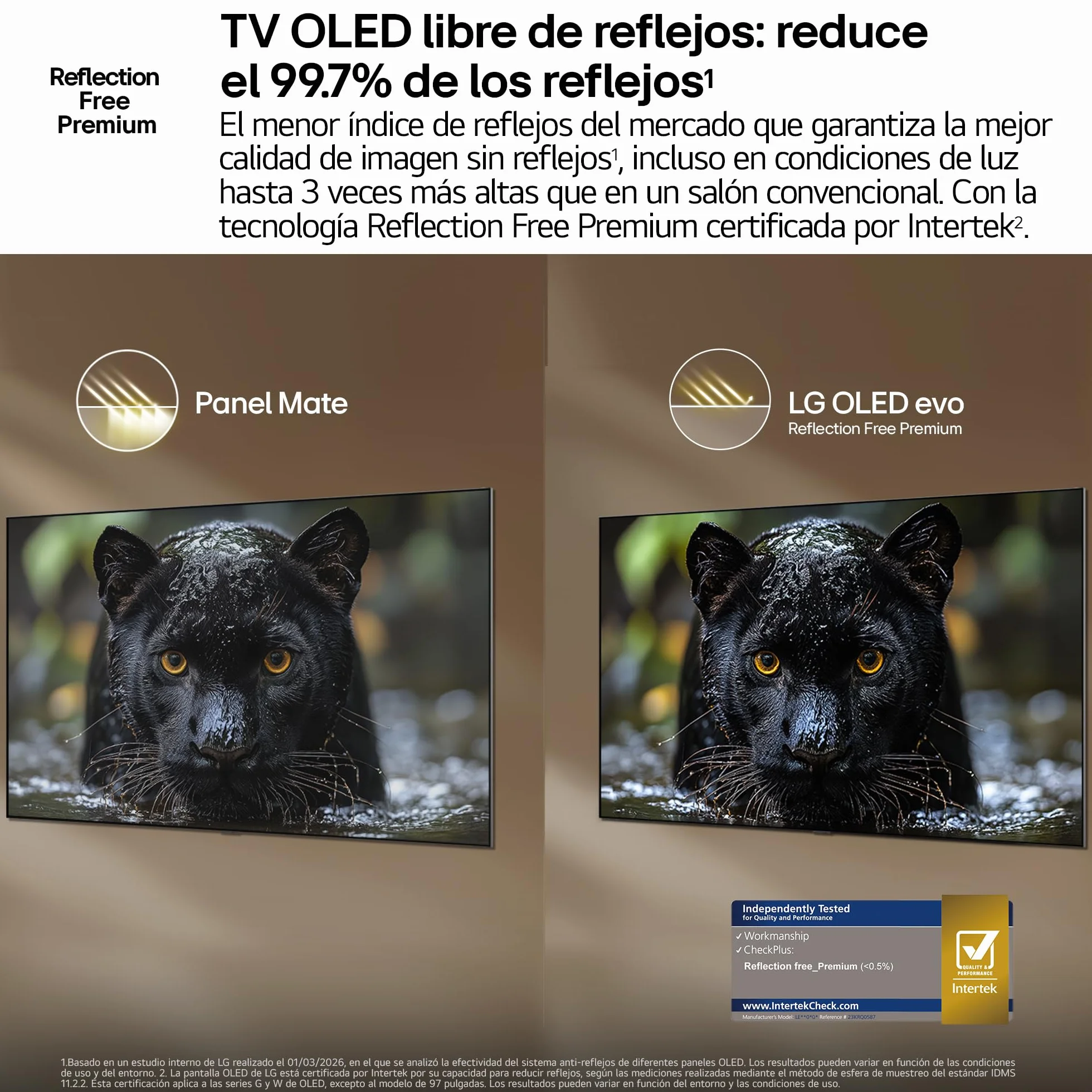 LG OLED55G64LW - TV 55", 4K OLED EVO AI G6, Smart TV, WebOS 26, Procesador α11 AI Gen3, VRR 165Hz, Reflection Free Premium Sin Reflejos, Dolby Vision y Atmos, Gris Oscuro Titán