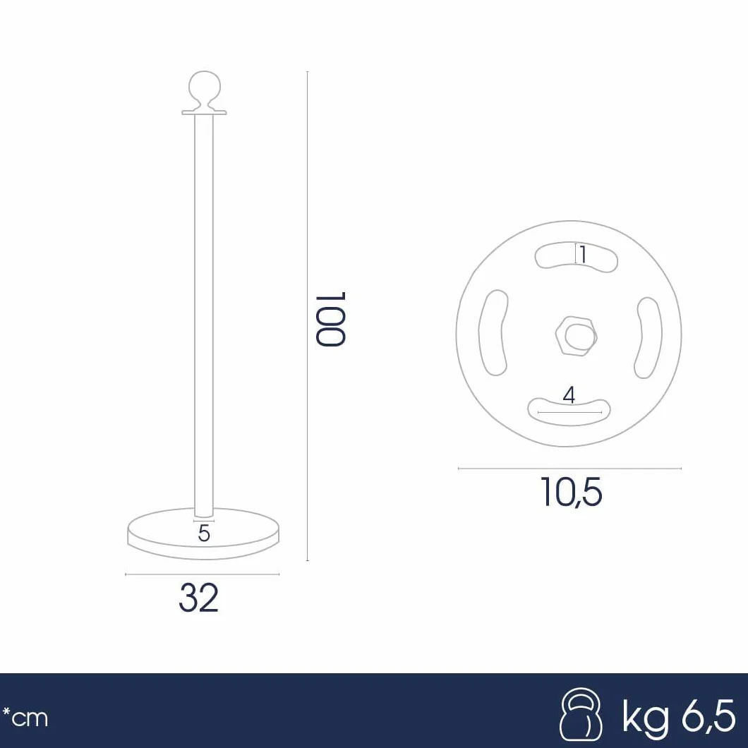 Postes Separadores de Metal Negro para Exteriores Ø32x100cm - Control de Multitudes