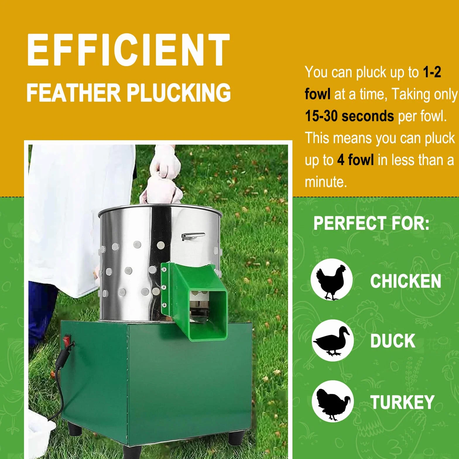 Desplumadora De Pollos - Desplumadora De Aves, Desplumadora De Aves Eléctrica De Acero Inoxidable, para Patos, Zorzales, Pollos Y Gansos, Agricultura Profesional