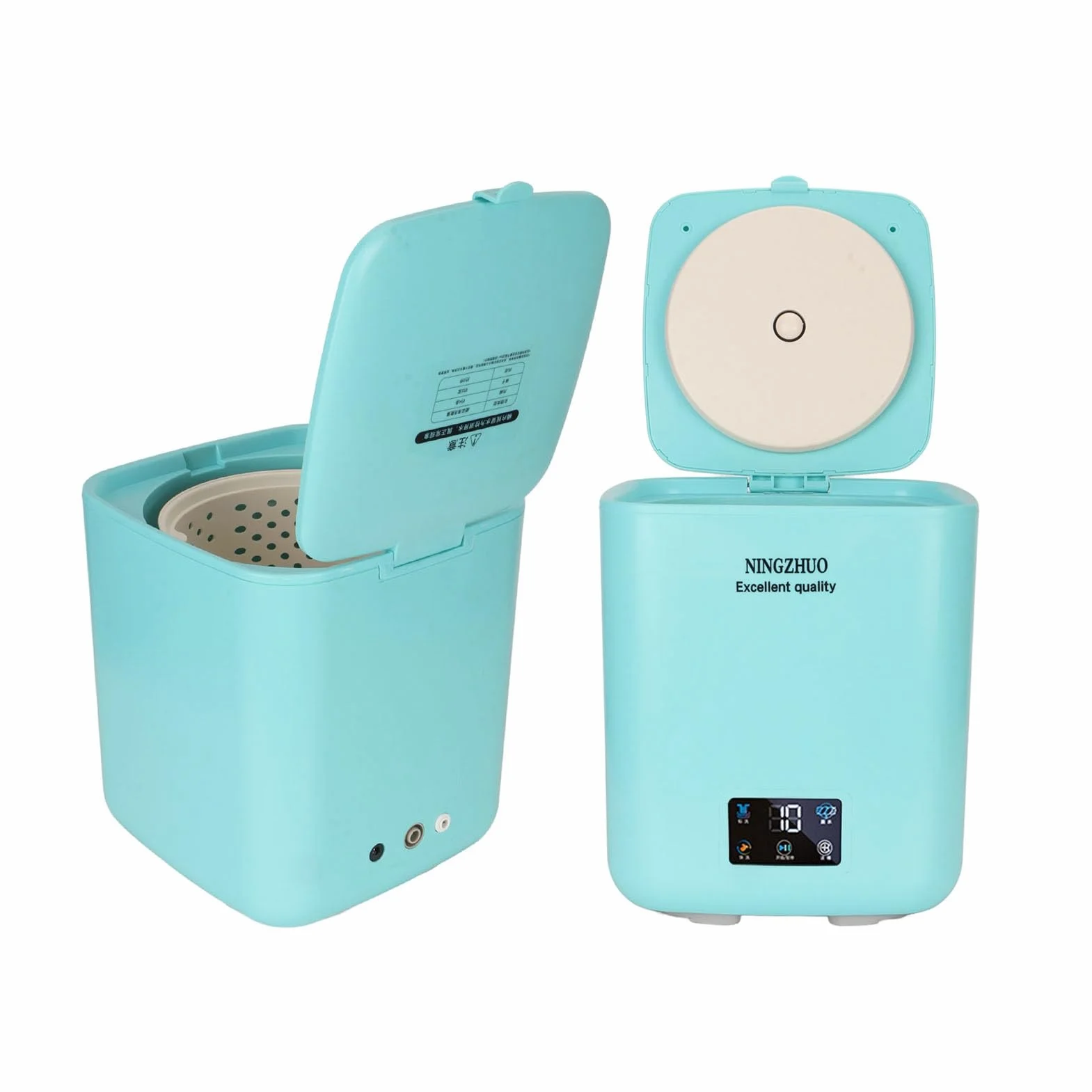 Topyond Lavadora Portátil Automática 7 Litros Secado Giratorio Mini Lavadora y Secadora Combinada Azul Verdoso