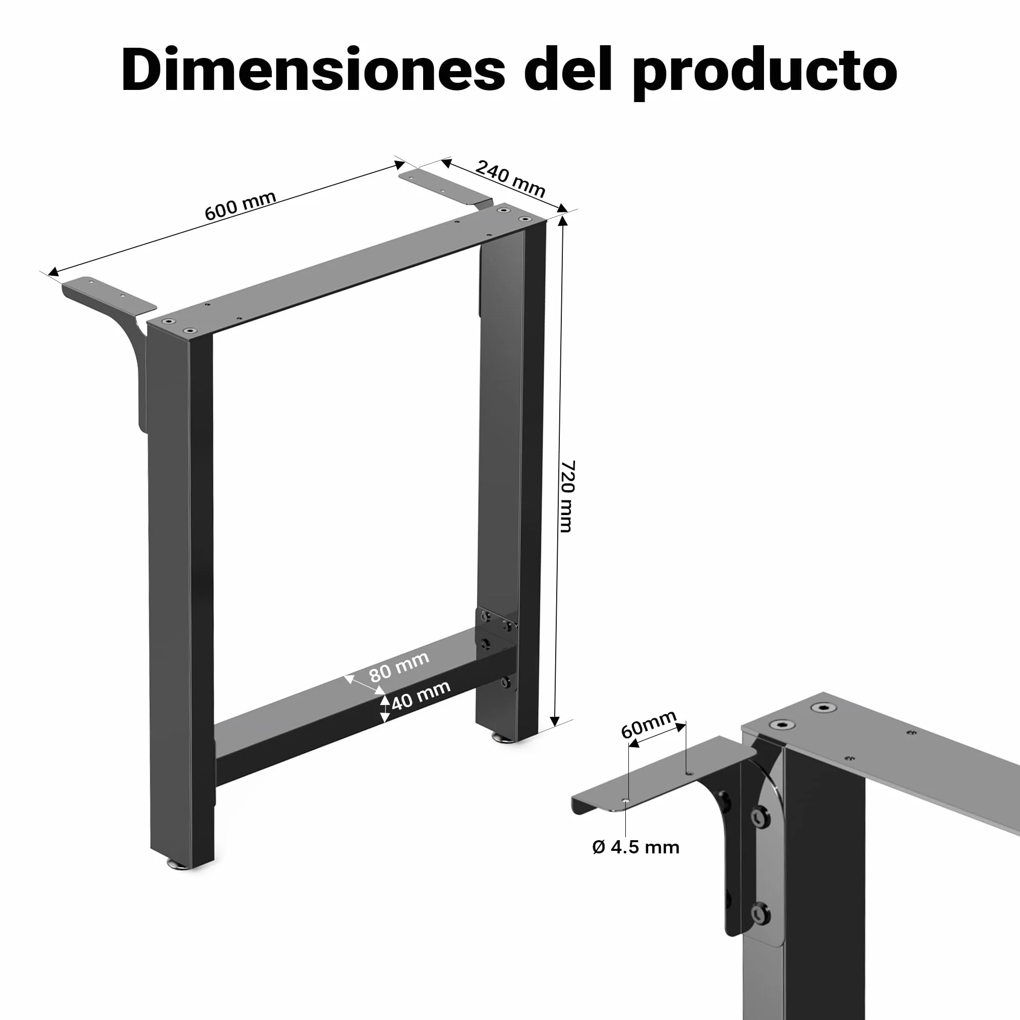WilTec Bastidores para Mesa 60x72 cm Acero Lacado Claro Caballetes para Tablero Patas mesita Bricolaje